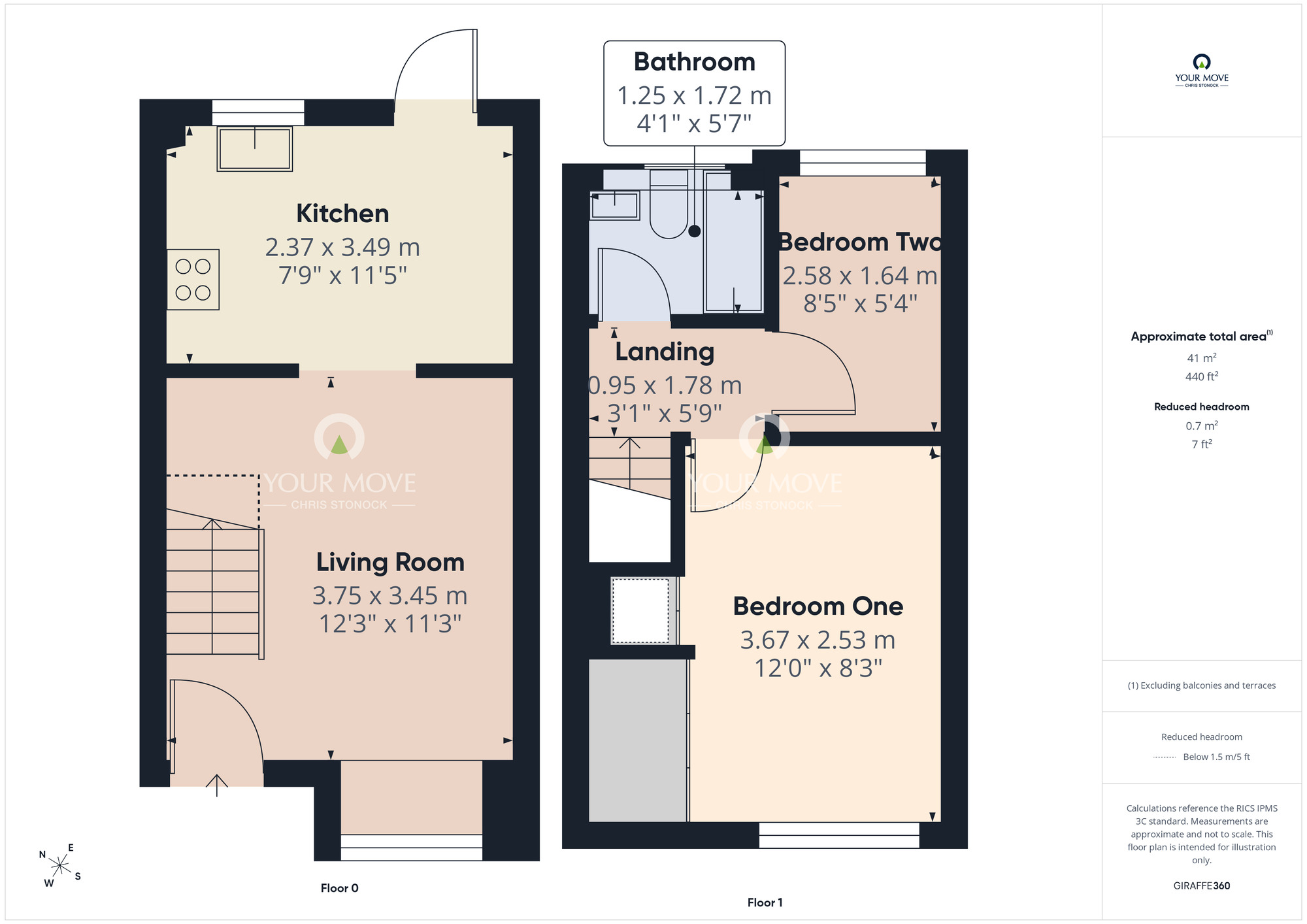 Floorplan of 2 bedroom Mid Terrace House to rent, Hunter's Court, Wallsend, Tyne and Wear, NE28