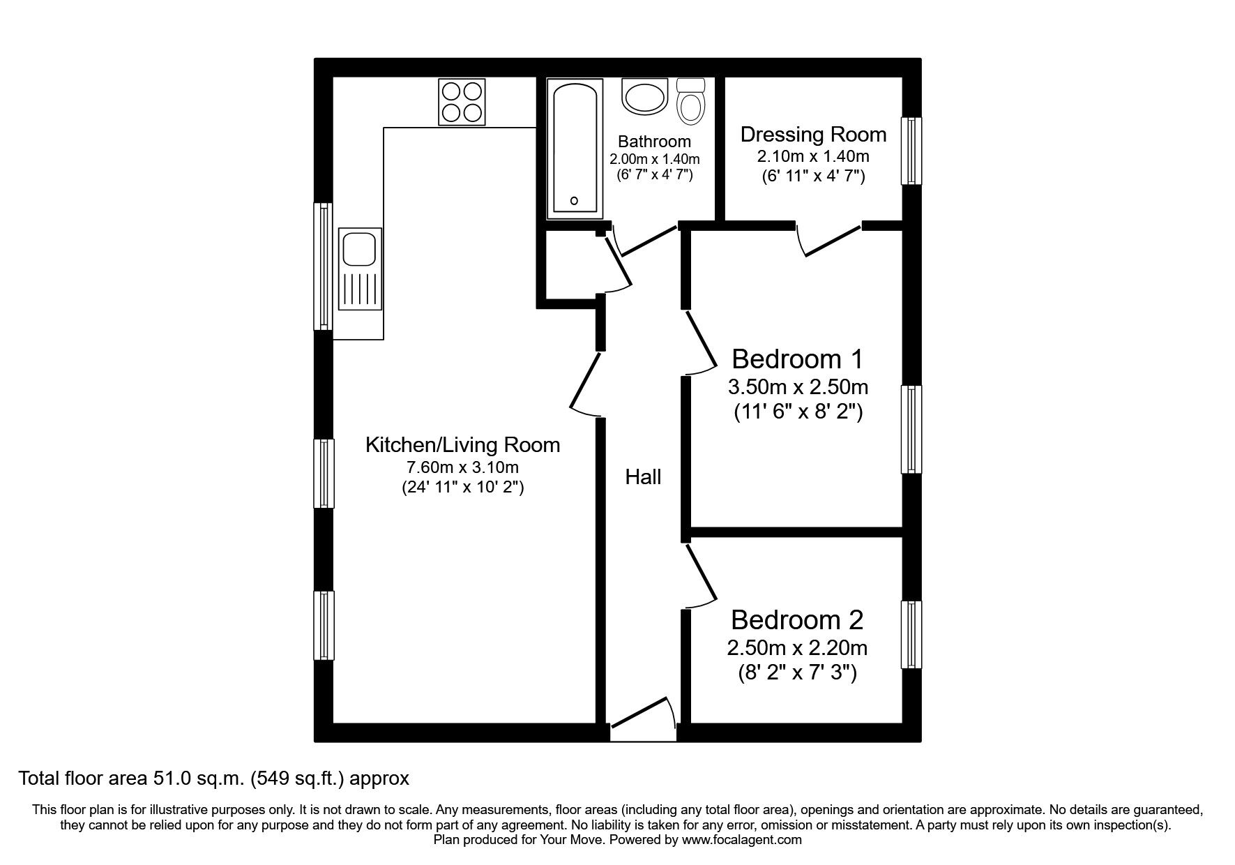 Floorplan of 2 bedroom Flat to rent, Mickley Close, Wallsend, Tyne and Wear, NE28