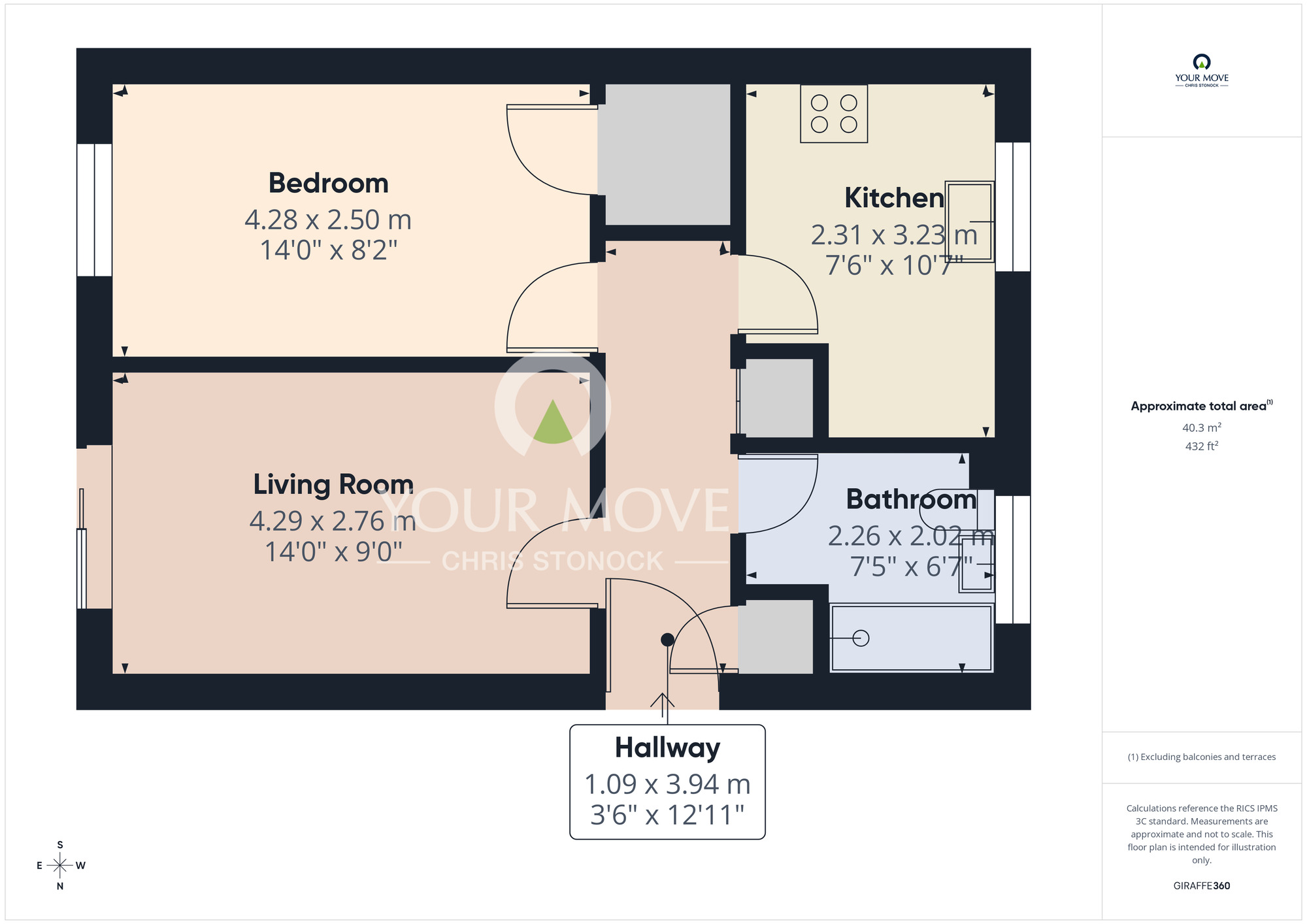 Floorplan of 1 bedroom Flat to rent, Praetorian Drive, Wallsend, Tyne and Wear, NE28