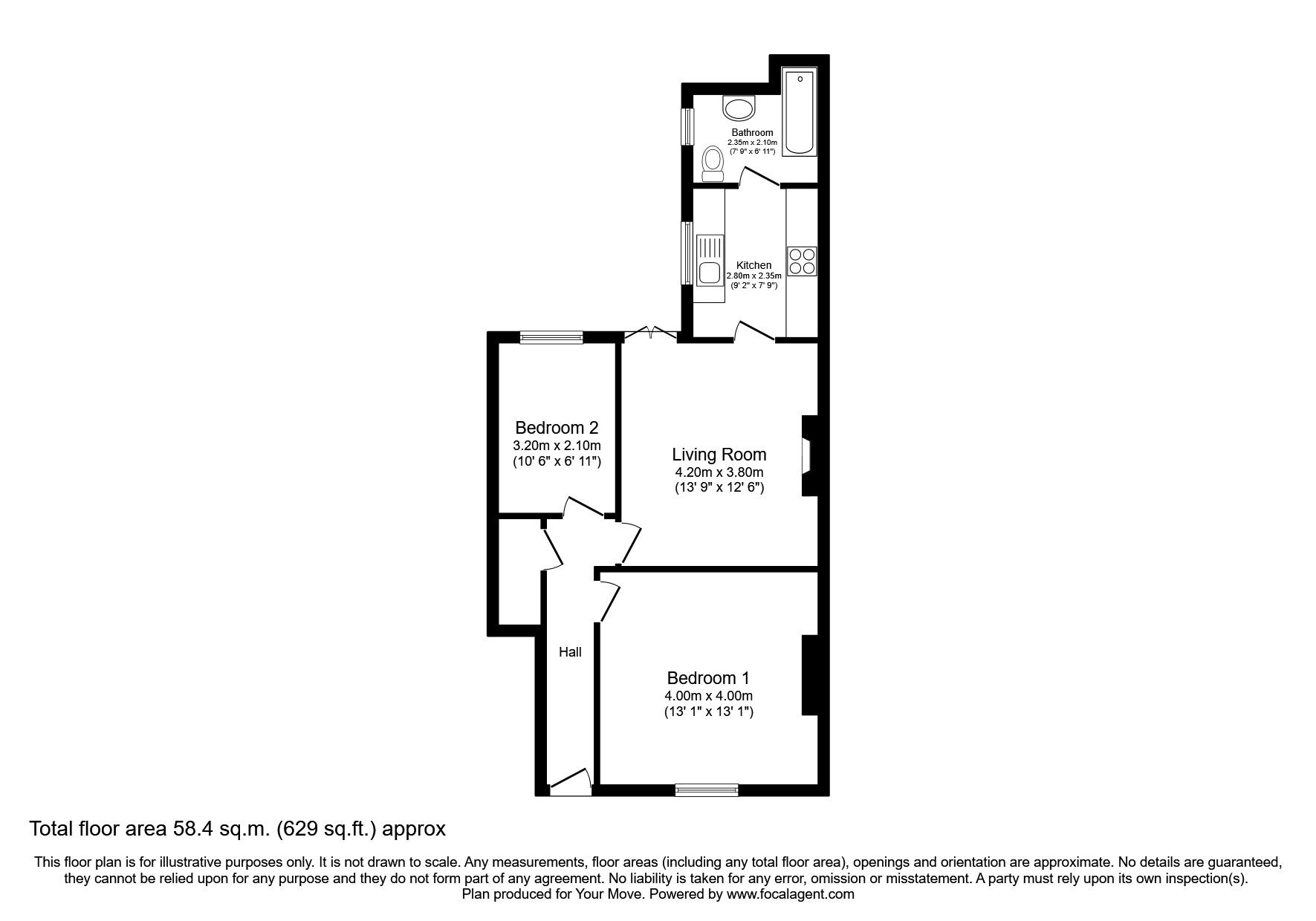 Floorplan of 2 bedroom  Flat to rent, Avondale Road, Newcastle upon Tyne, Tyne and Wear, NE6