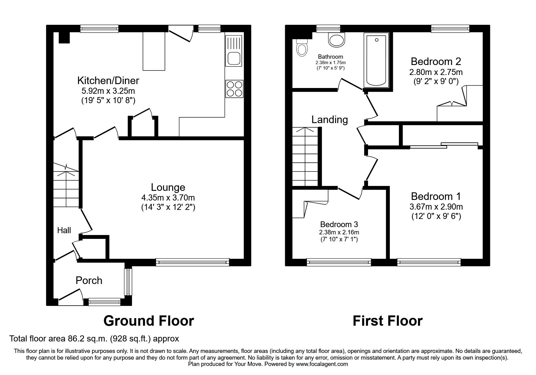 Floorplan of 3 bedroom Mid Terrace House for sale, Broadstone Way, Wallsend, Tyne and Wear, NE28