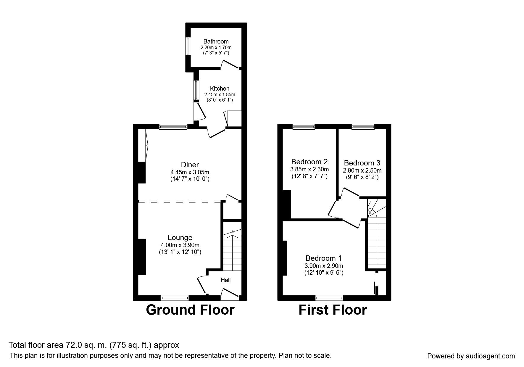 Floorplan of 3 bedroom Mid Terrace House to rent, Cleghorn Street, Newcastle upon Tyne, Tyne and Wear, NE6