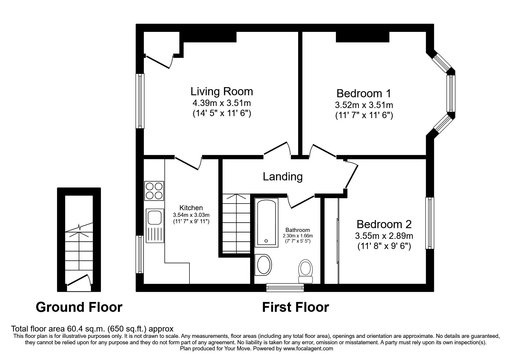 Floorplan of 2 bedroom  Flat to rent, Valley Gardens, Wallsend, Tyne and Wear, NE28