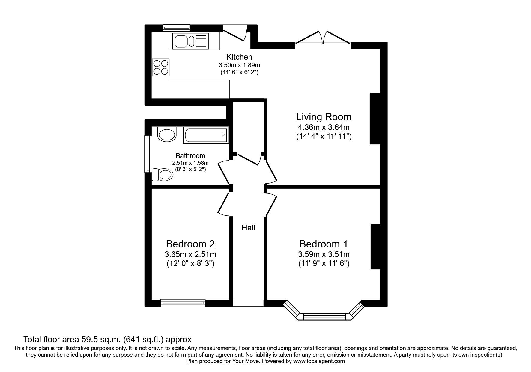 Floorplan of 2 bedroom  Flat to rent, Valley Gardens, Wallsend, Tyne and Wear, NE28