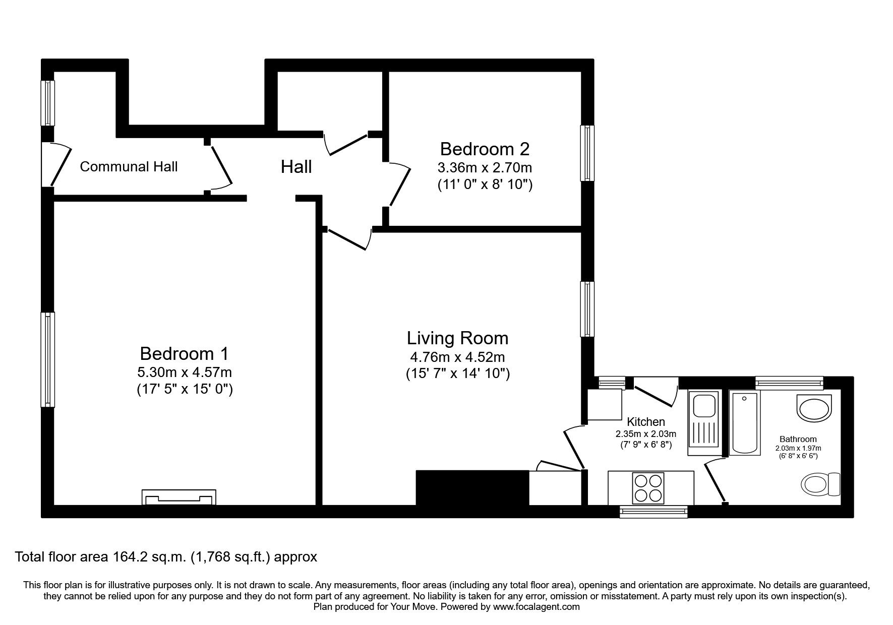Floorplan of 2 bedroom Flat to rent, Ayton Street, Newcastle upon Tyne, Tyne and Wear, NE6