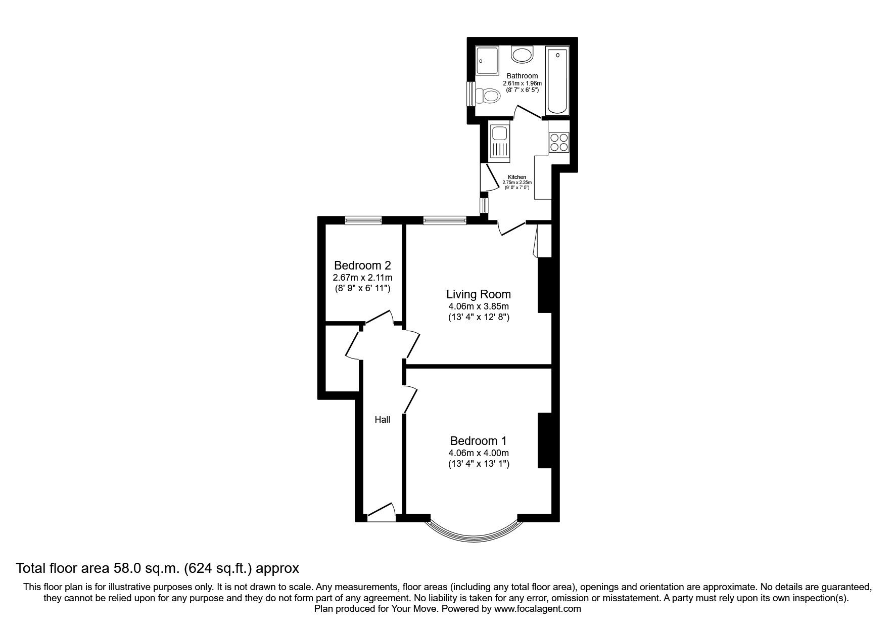 Floorplan of 2 bedroom  Flat to rent, Tynemouth Road, Wallsend, Tyne and Wear, NE28