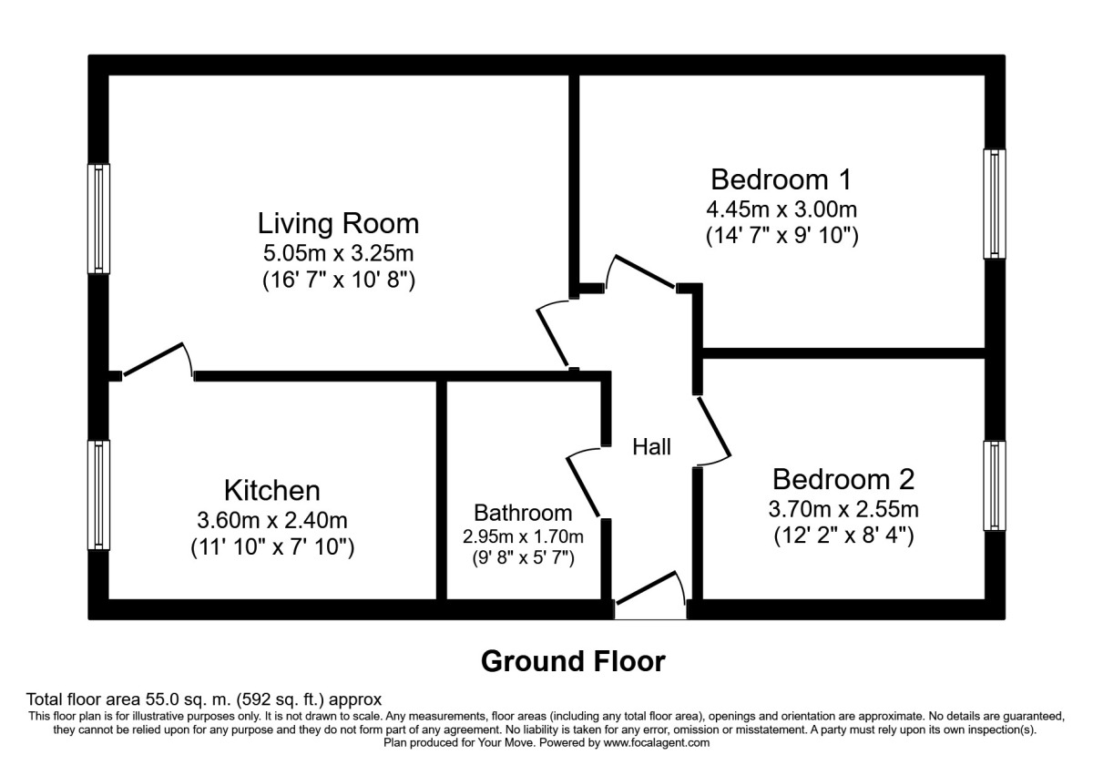Floorplan of 2 bedroom Flat to rent, Haydon Drive, Wallsend, Tyne and Wear, NE28