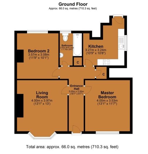 Floorplan of 2 bedroom Flat for sale, Shaftesbury Grove, Newcastle upon Tyne, Tyne and Wear, NE6