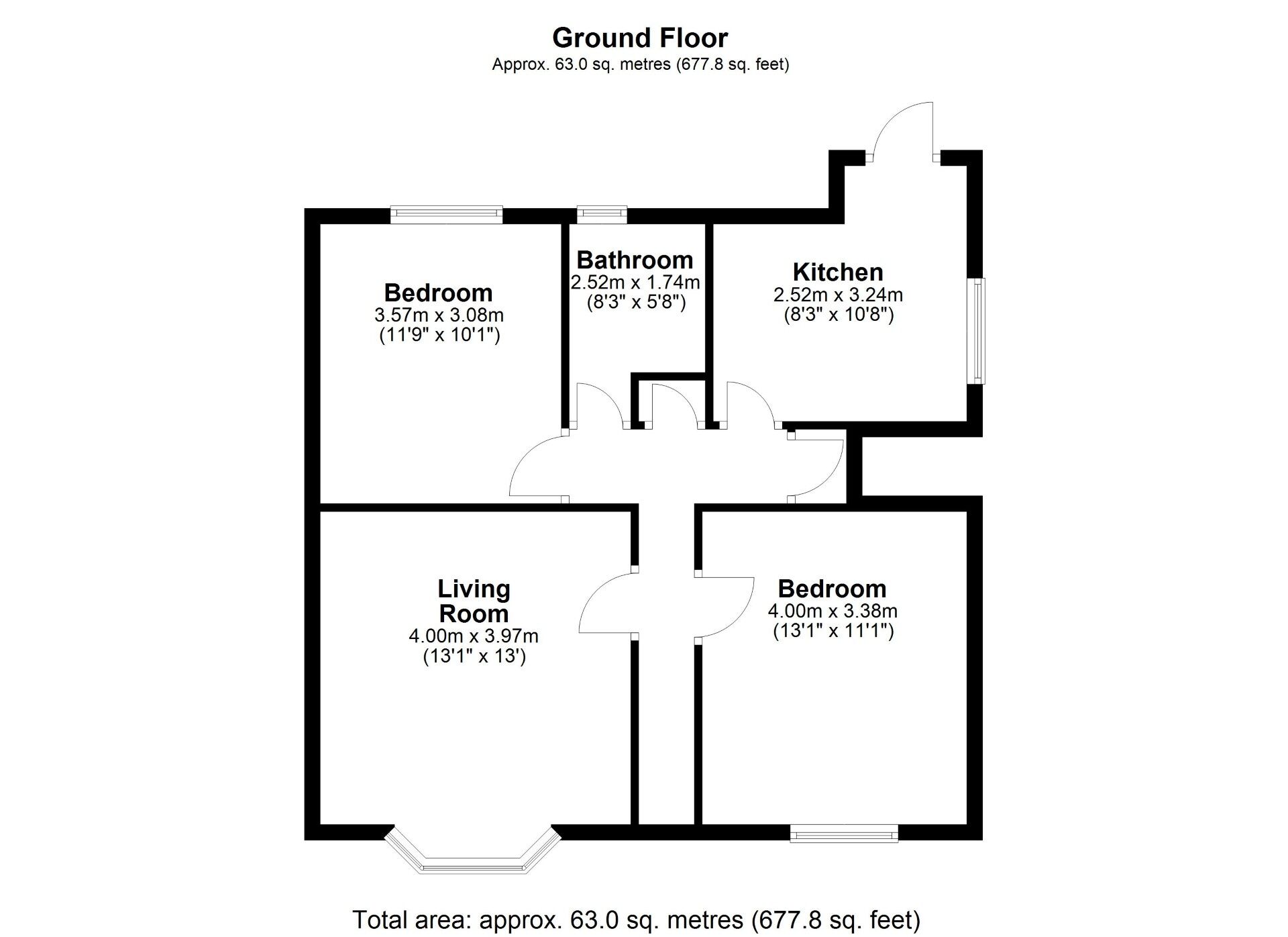 Floorplan of 2 bedroom Flat for sale, Shaftesbury Grove, Newcastle upon Tyne, Tyne and Wear, NE6