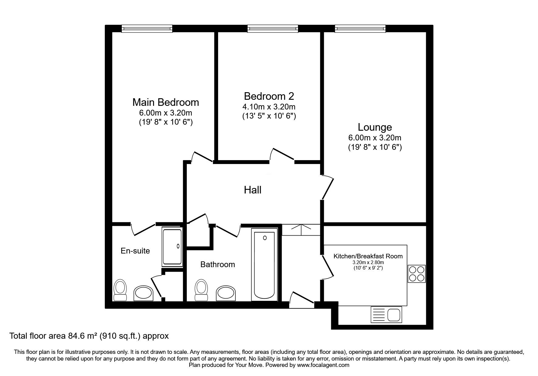 Floorplan of 2 bedroom  Flat for sale, Wills Oval, Newcastle upon Tyne, Tyne and Wear, NE7