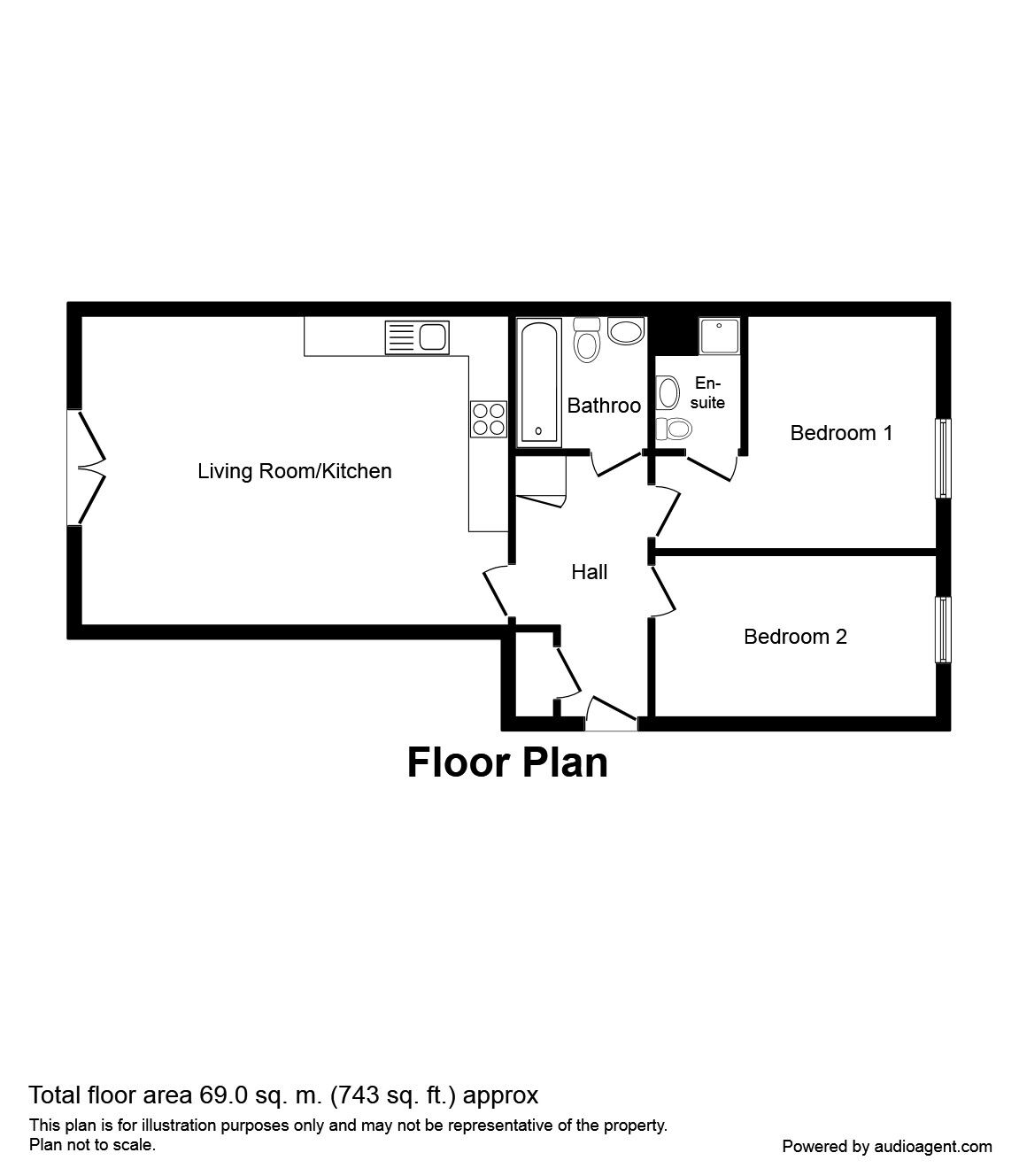 Floorplan of 2 bedroom  Flat for sale, St. Lawrence Road, Newcastle upon Tyne, Tyne and Wear, NE6