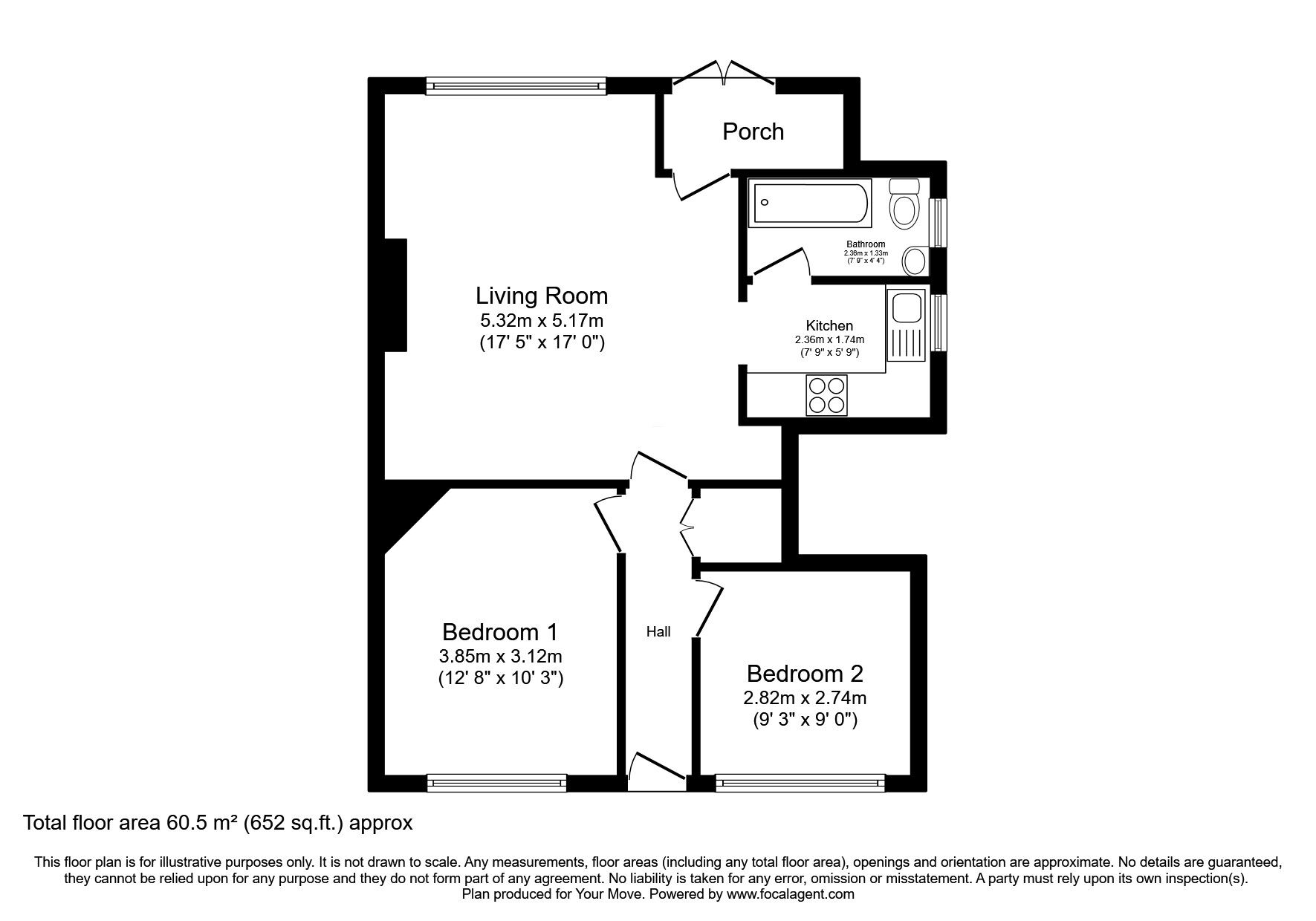 Floorplan of 2 bedroom  Flat for sale, Sydney Grove, Wallsend, Tyne and Wear, NE28