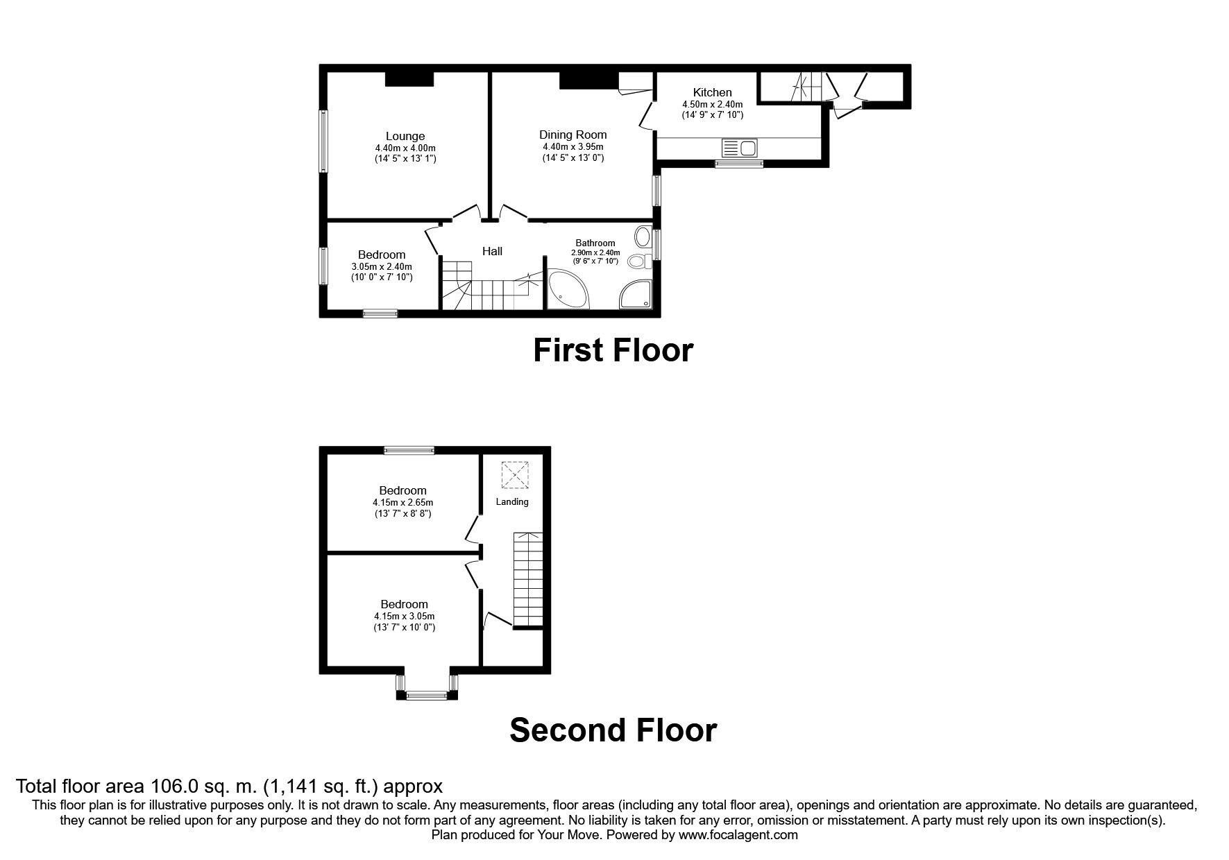 Floorplan of 3 bedroom  Flat for sale, Byron Avenue, Wallsend, Tyne and Wear, NE28