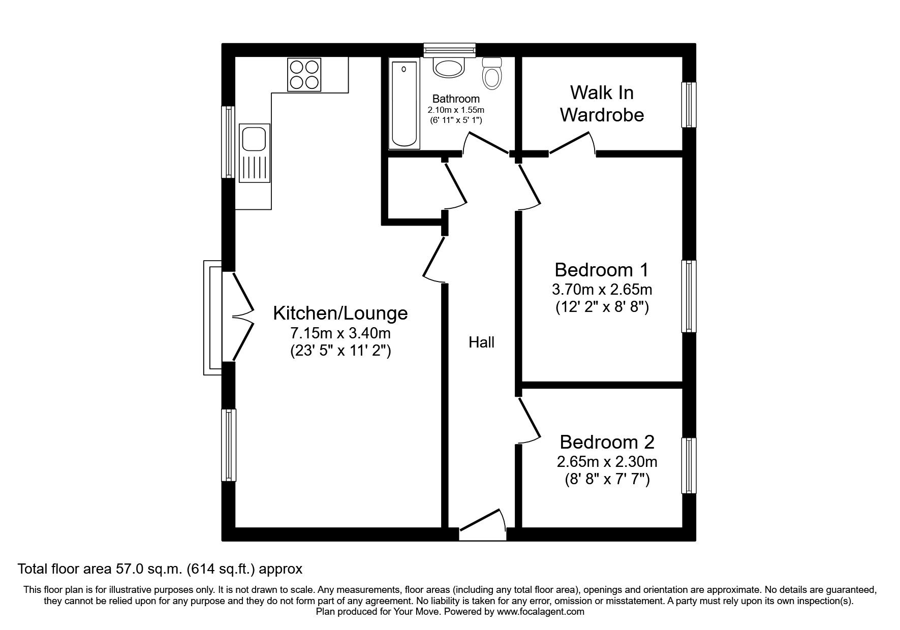 Floorplan of 2 bedroom  Flat for sale, Dilston Grange, Wallsend, Tyne and Wear, NE28