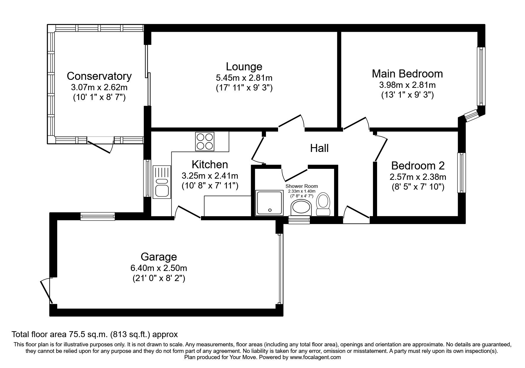 Floorplan of 2 bedroom Semi Detached Bungalow for sale, Stamfordham Close, Wallsend, Tyne and Wear, NE28