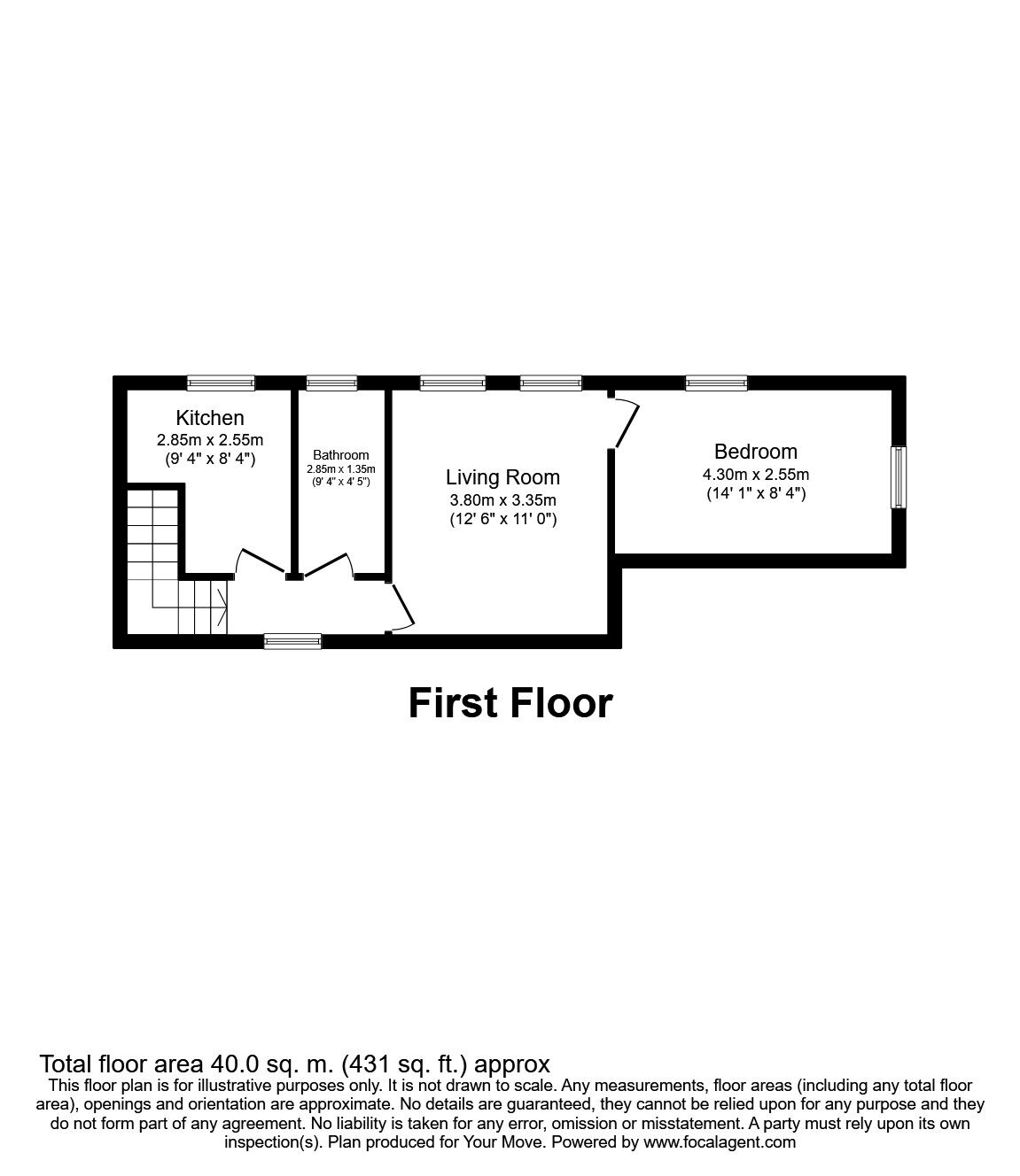 Floorplan of 1 bedroom End Terrace Flat to rent, Goschen Street, Blyth, Northumberland, NE24