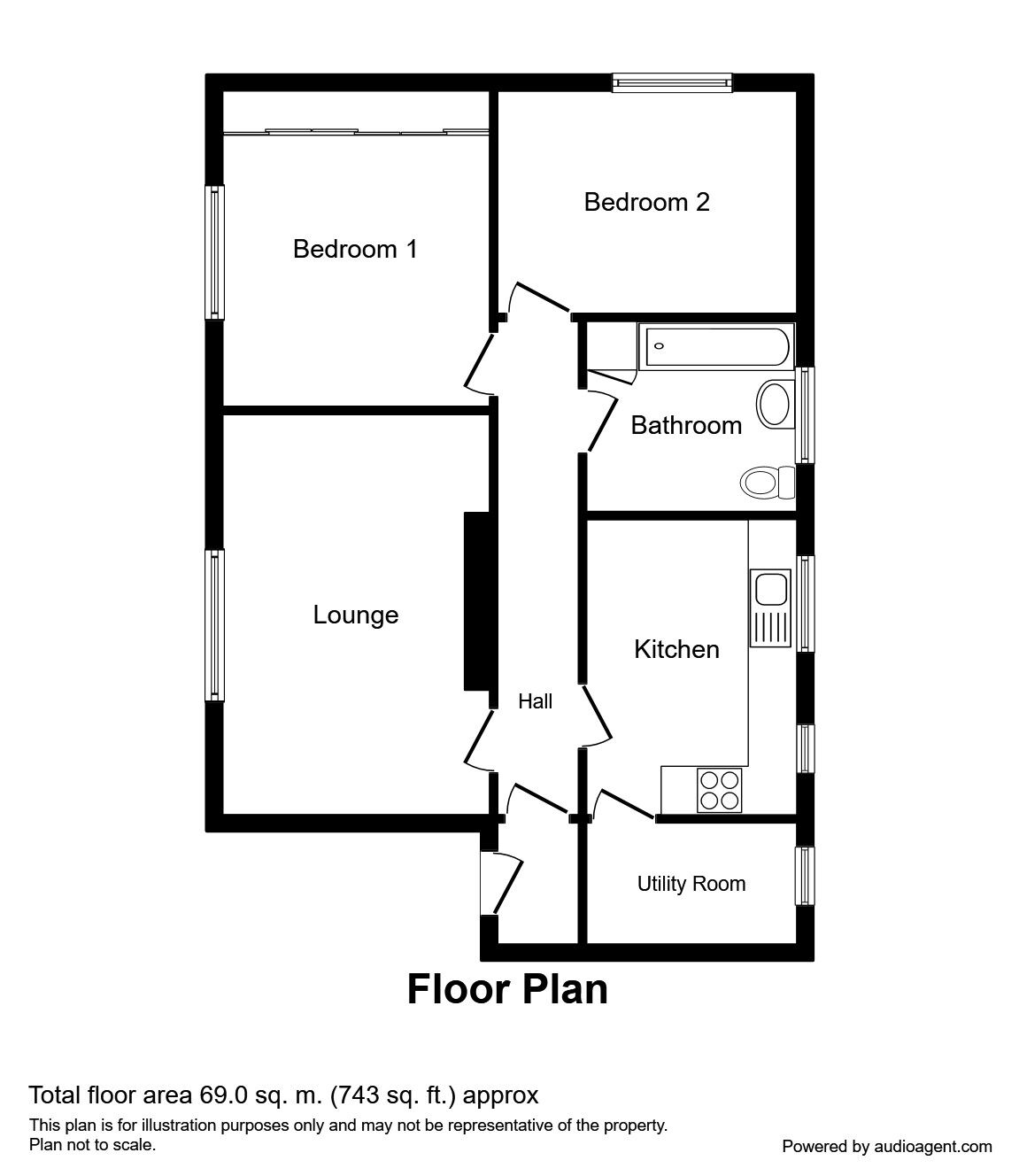 Floorplan of 2 bedroom  Flat for sale, Portland Close, Wallsend, Tyne and Wear, NE28