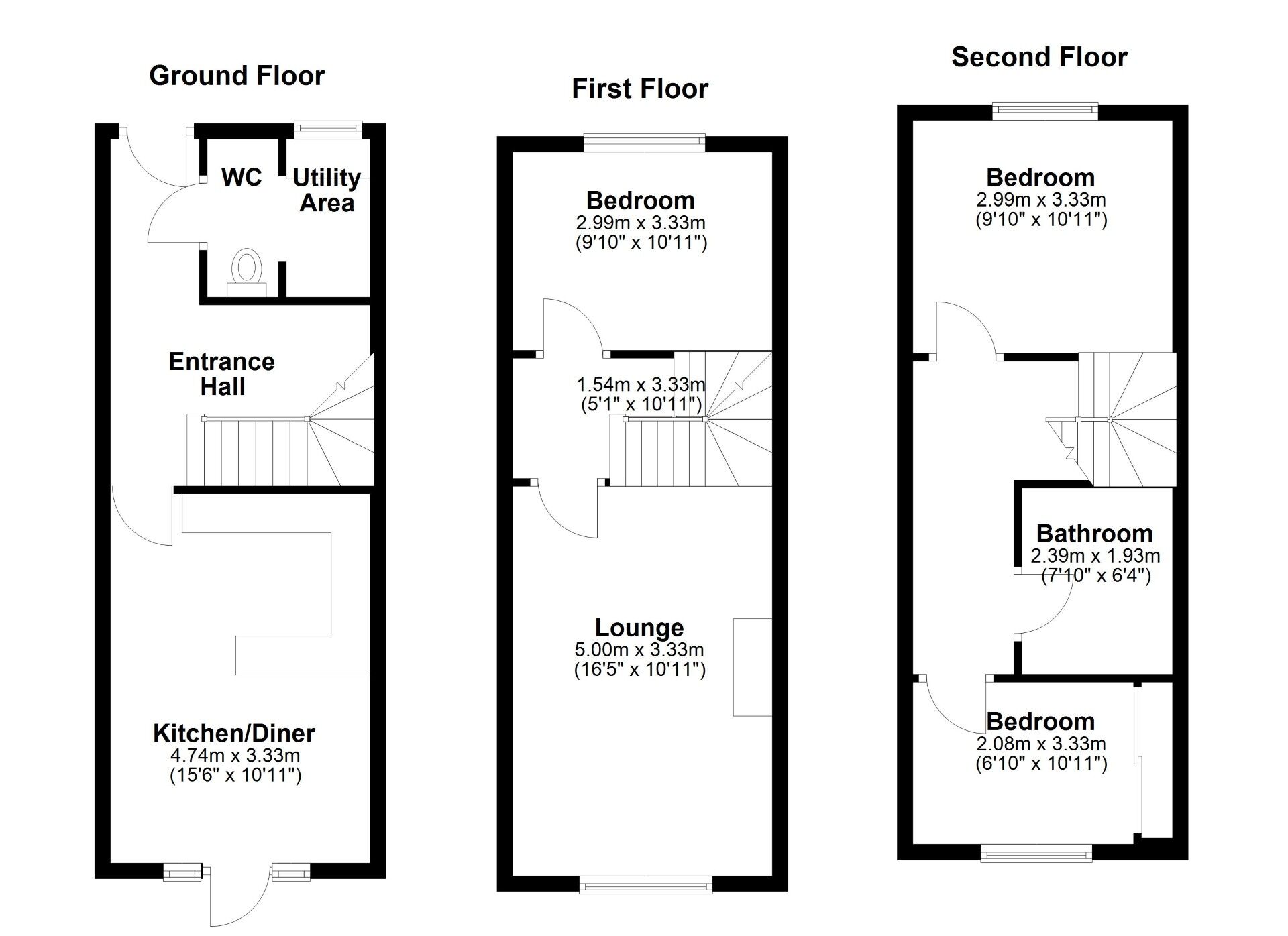 Floorplan of 3 bedroom Mid Terrace House for sale, Tynemouth Close, Newcastle upon Tyne, Tyne and Wear, NE6