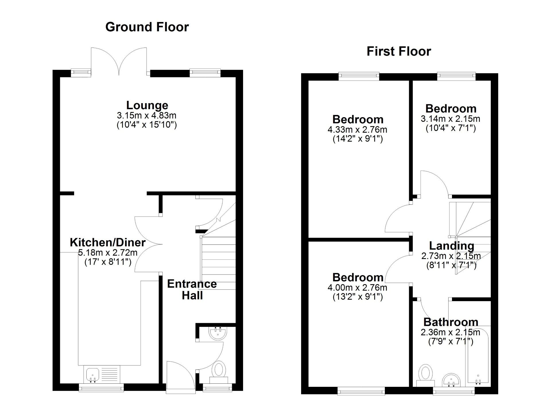 Floorplan of 3 bedroom End Terrace House for sale, Blandford Way, Wallsend, Tyne and Wear, NE28