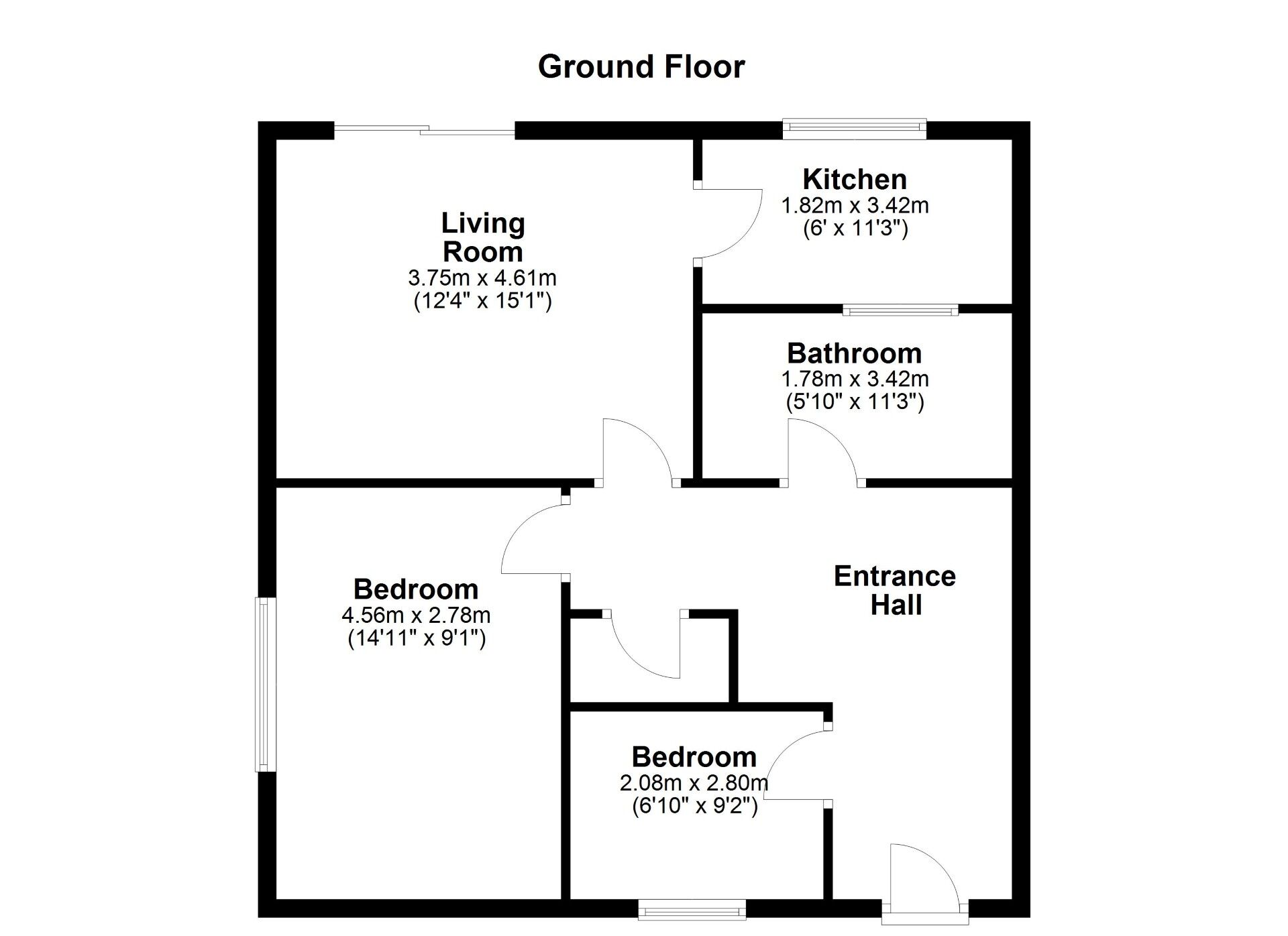 Floorplan of 2 bedroom  Flat for sale, Bodmin Close, Wallsend, Tyne and Wear, NE28