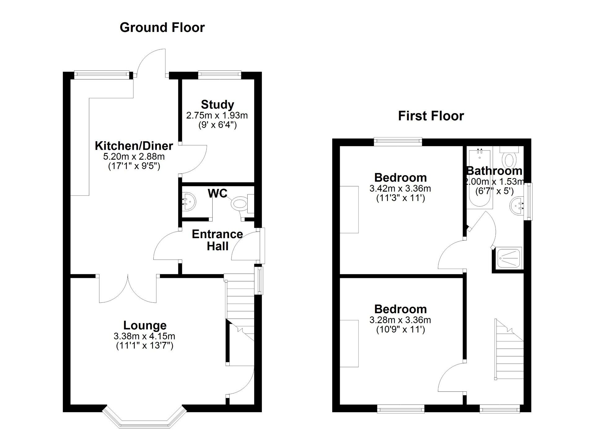 Floorplan of 2 bedroom Semi Detached House for sale, Iolanthe Crescent, Newcastle upon Tyne, Tyne and Wear, NE6