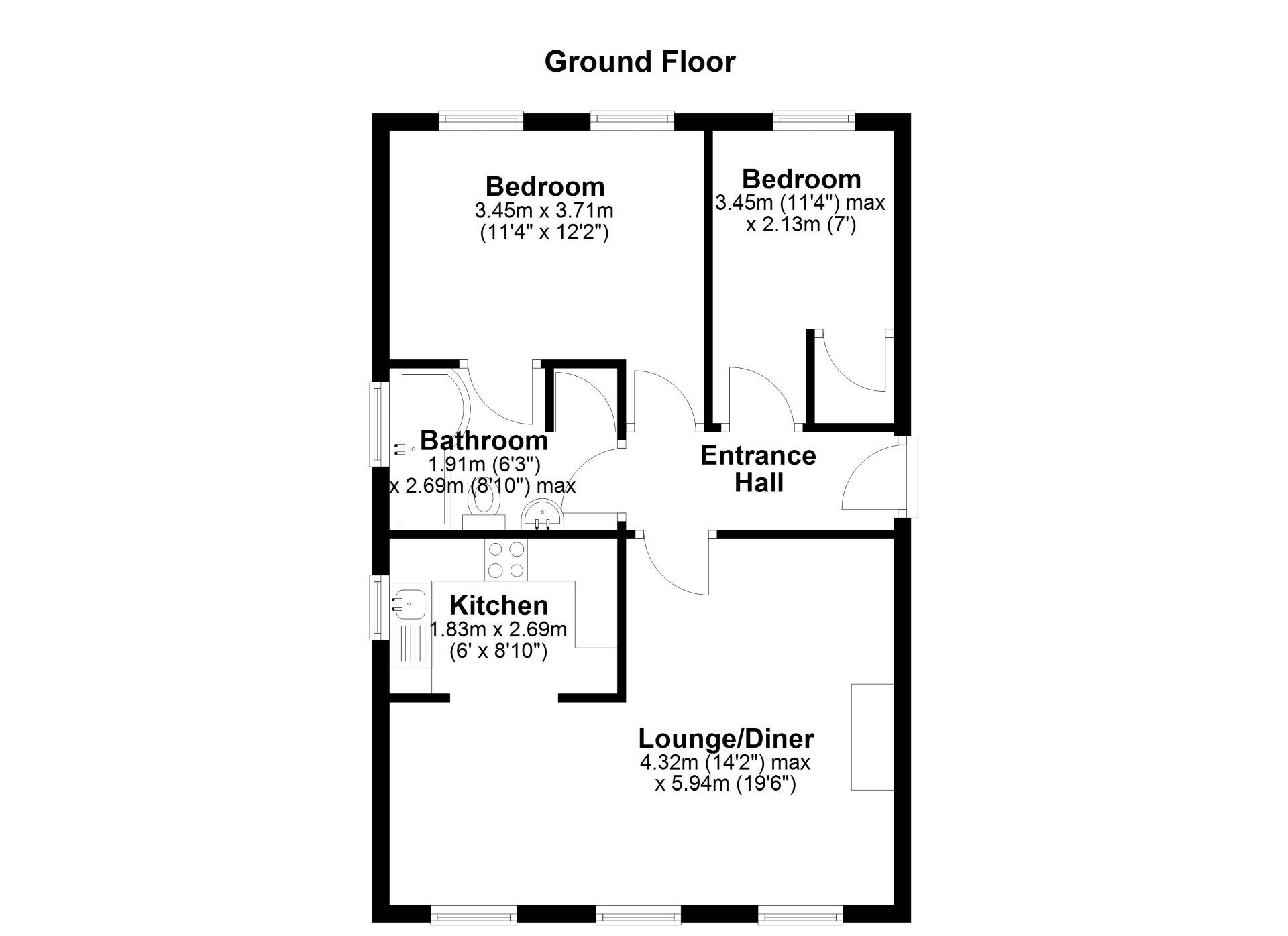 Floorplan of 2 bedroom  Flat for sale, Tiberius Close, Wallsend, Tyne and Wear, NE28
