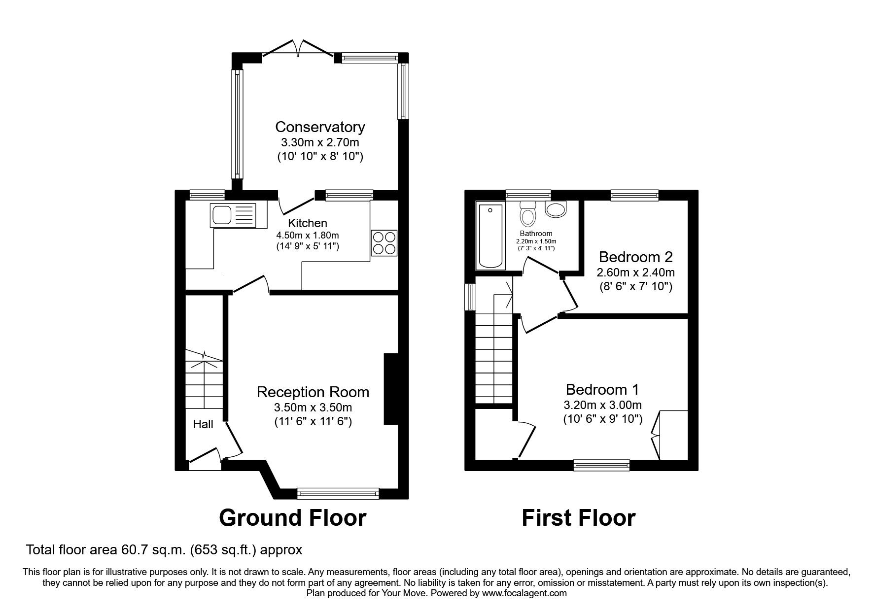 Floorplan of 2 bedroom Semi Detached House for sale, Dinsdale Avenue, Wallsend, Tyne and Wear, NE28