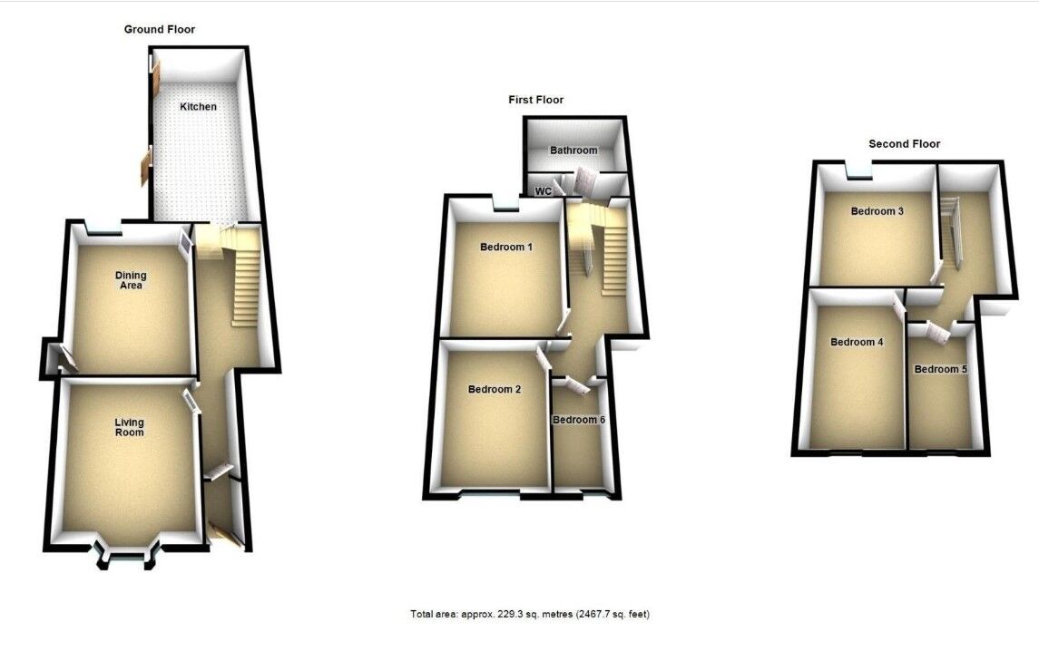 Floorplan of 6 bedroom Mid Terrace House to rent, Edwards Road, Whitley Bay, Tyne and Wear, NE26