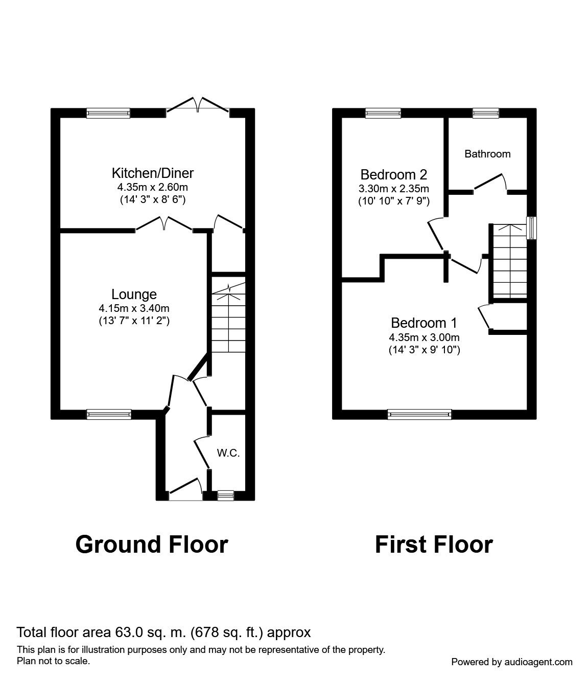 Floorplan of 2 bedroom Semi Detached House for sale, West Farm Wynd, Newcastle upon Tyne, Tyne and Wear, NE12