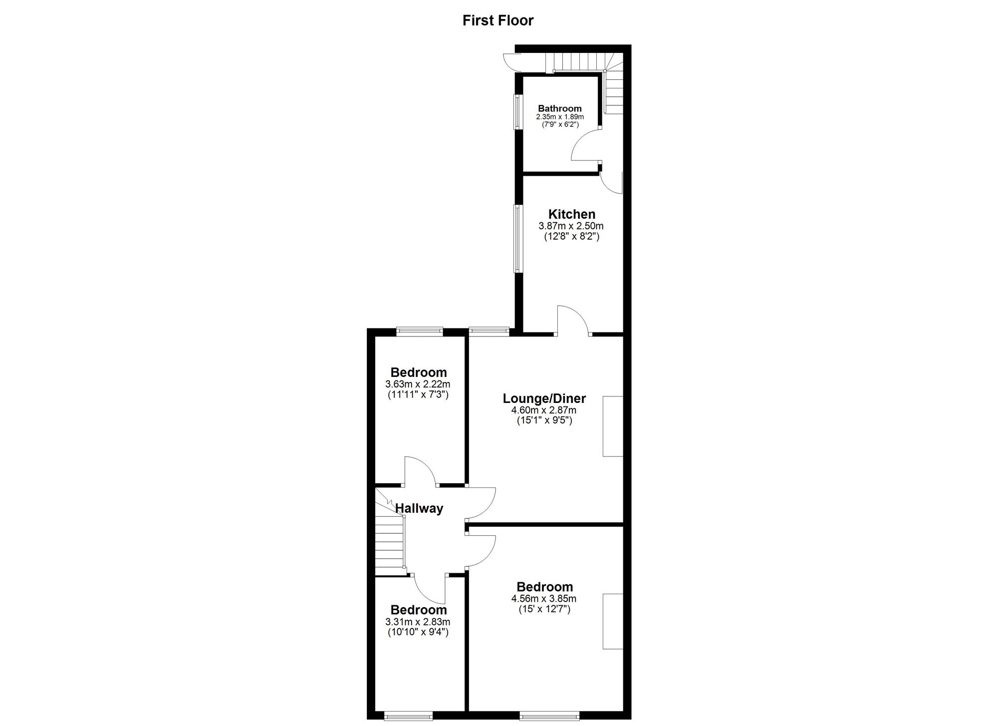 Floorplan of 3 bedroom  Flat for sale, Westmorland Avenue, Wallsend, Tyne and Wear, NE28