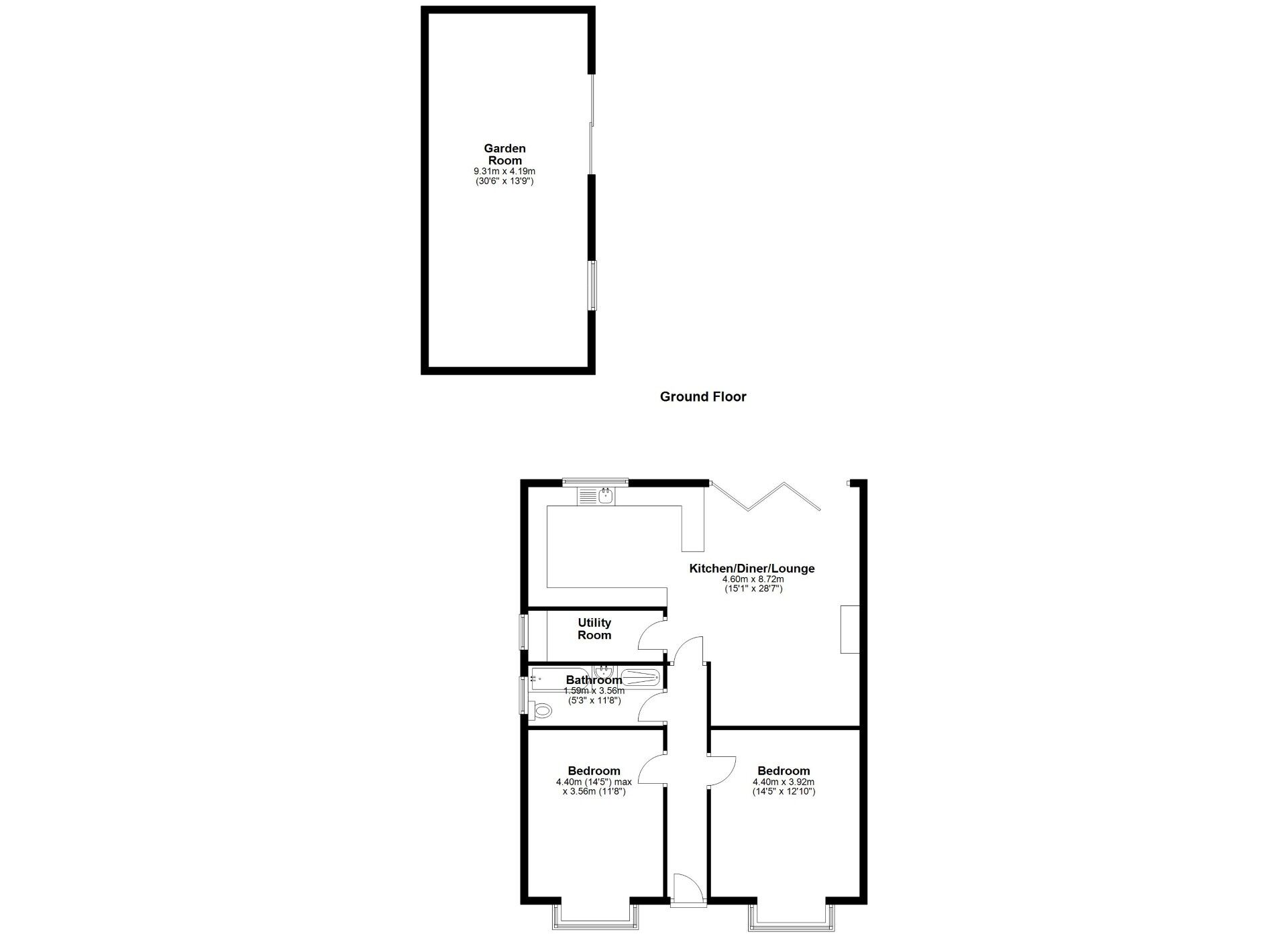 Floorplan of 2 bedroom Semi Detached Bungalow for sale, Queens Crescent, Wallsend, Tyne and Wear, NE28