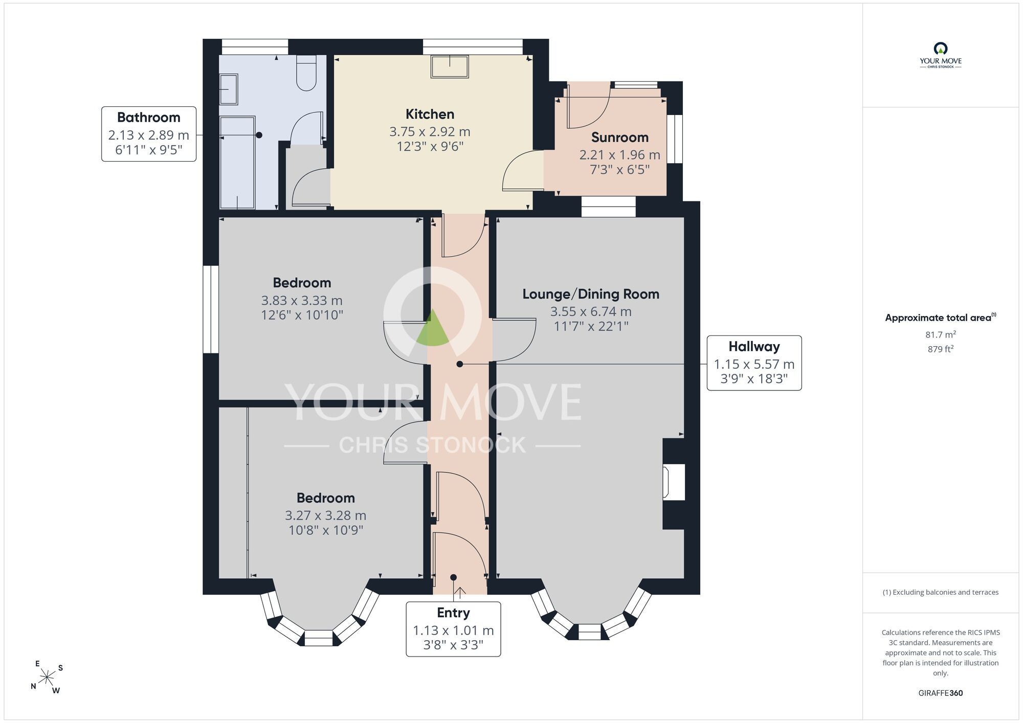 Floorplan of 2 bedroom Semi Detached Bungalow for sale, High View North, Wallsend, Tyne and Wear, NE28