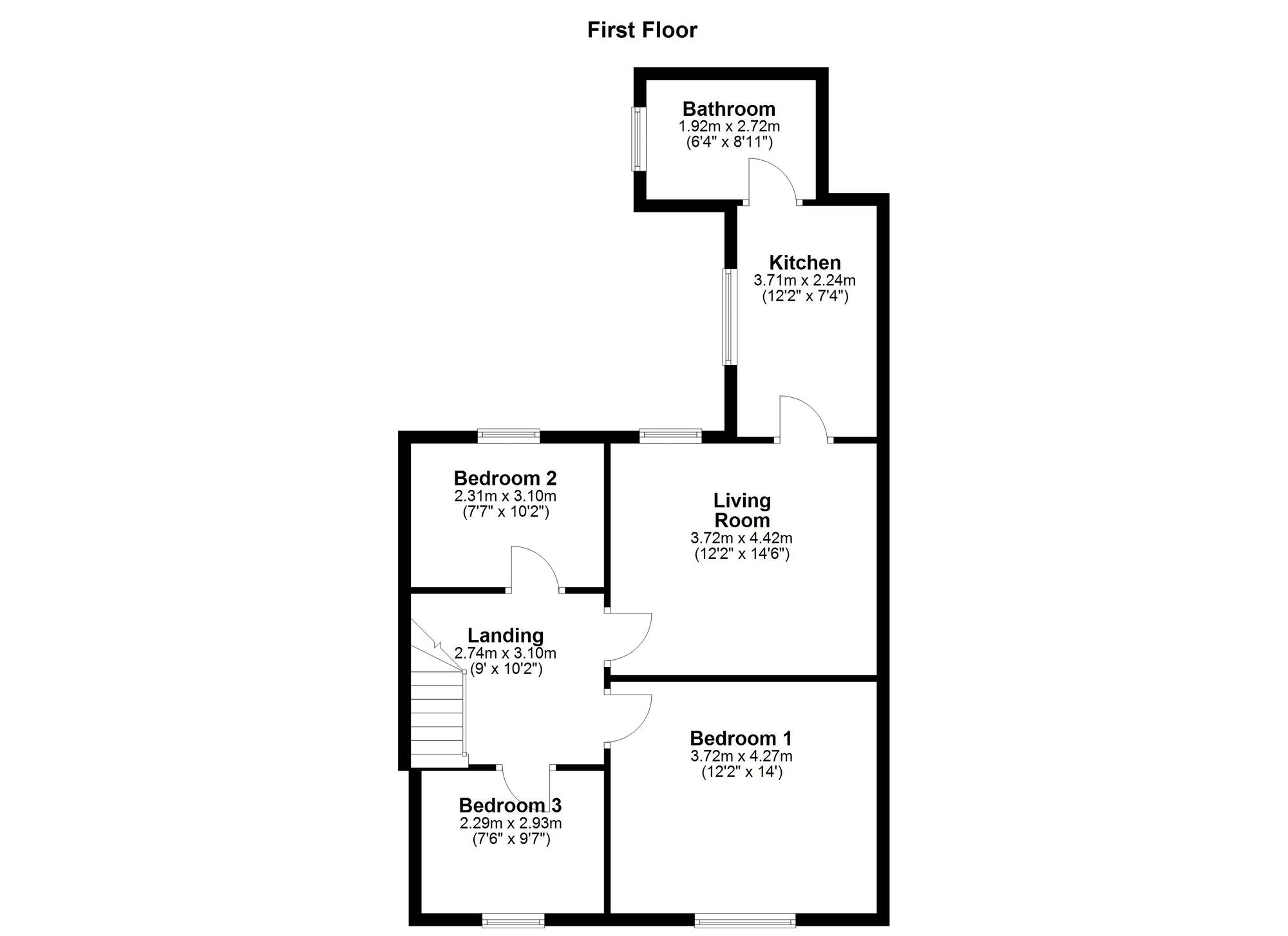 Floorplan of 3 bedroom  Flat to rent, Brinkburn Street, Wallsend, Tyne and Wear, NE28