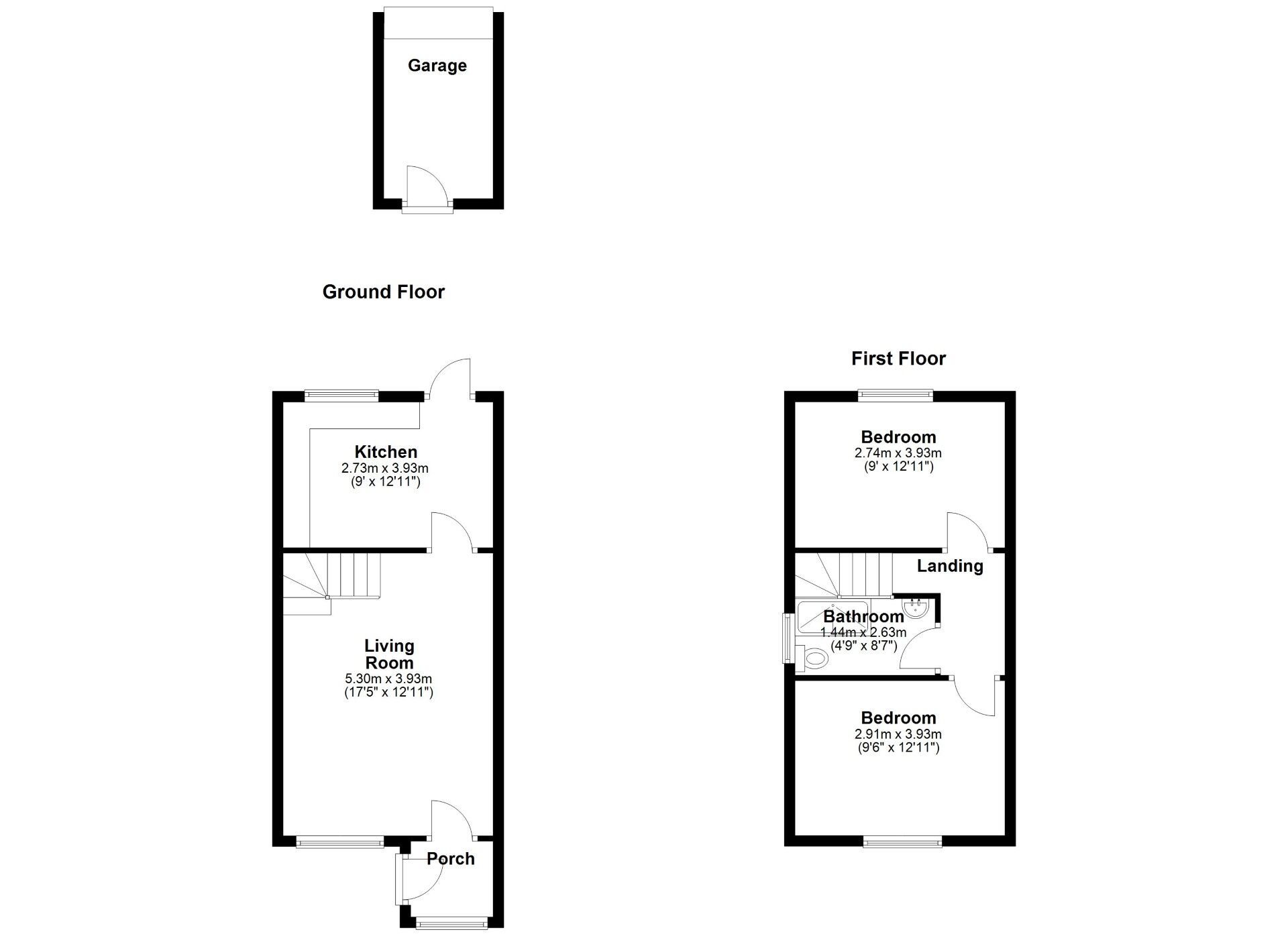 Floorplan of 2 bedroom Semi Detached House for sale, Huntingdon Close, Newcastle upon Tyne, Tyne and Wear, NE3