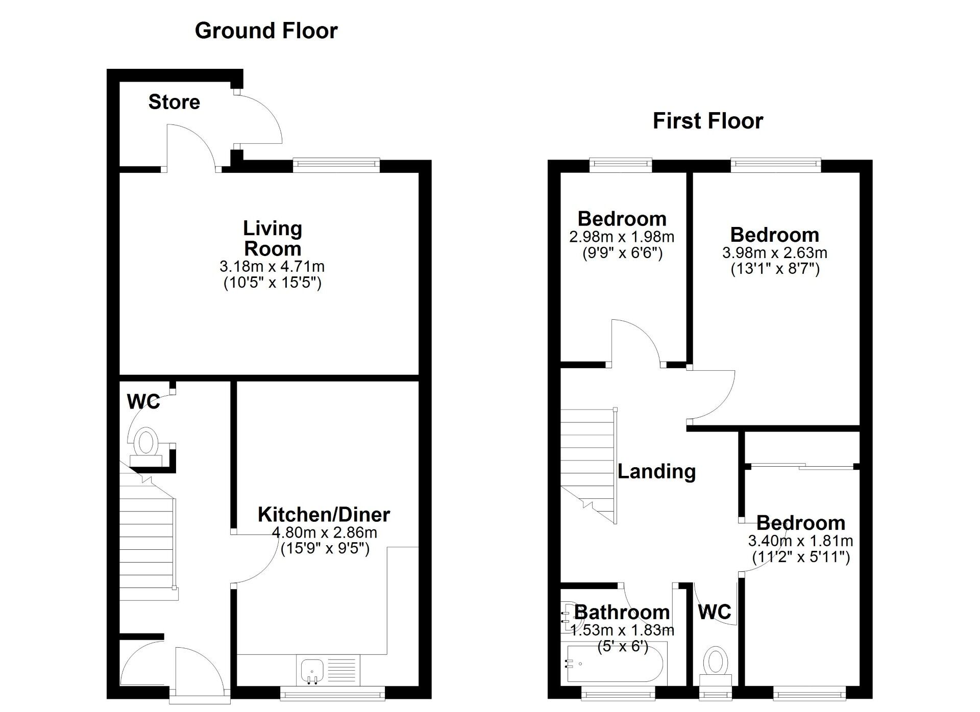 Floorplan of 3 bedroom End Terrace House for sale, Elizabeth Court, Newcastle upon Tyne, Tyne and Wear, NE12