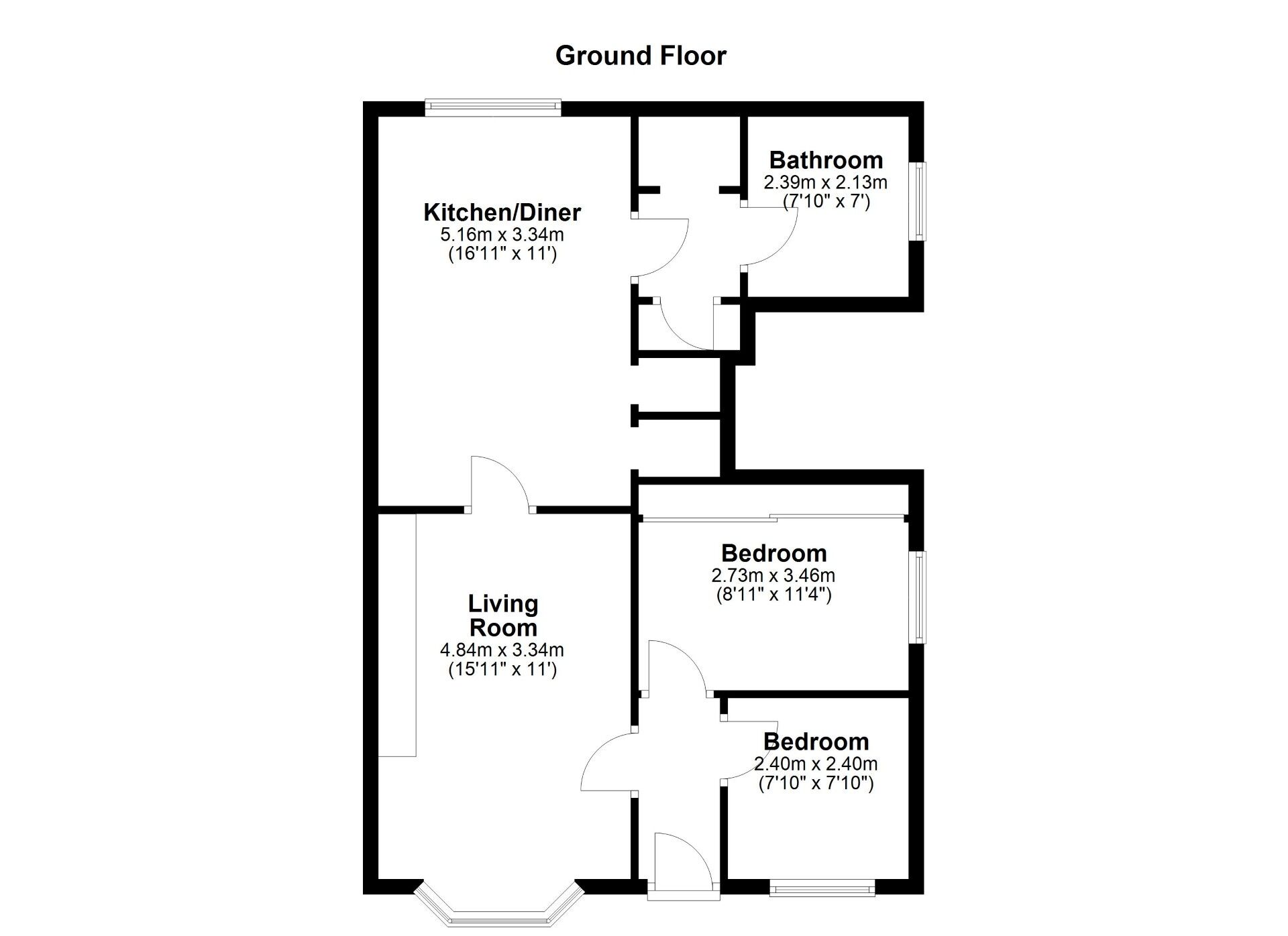 Floorplan of 2 bedroom Flat for sale, Cleveland Gardens, Wallsend, Tyne and Wear, NE28