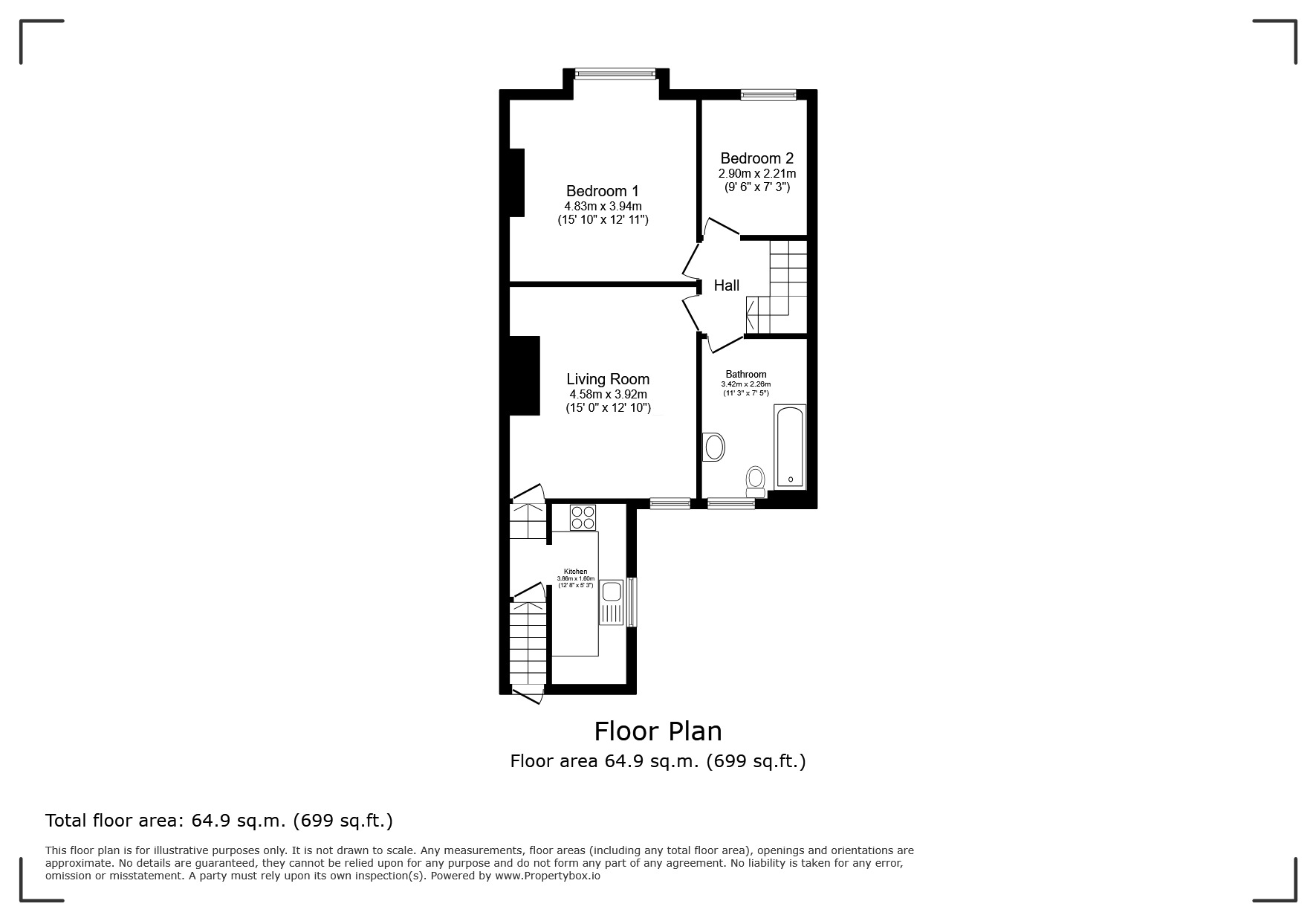 Floorplan of 2 bedroom Flat for sale, Park Road, Wallsend, Tyne and Wear, NE28
