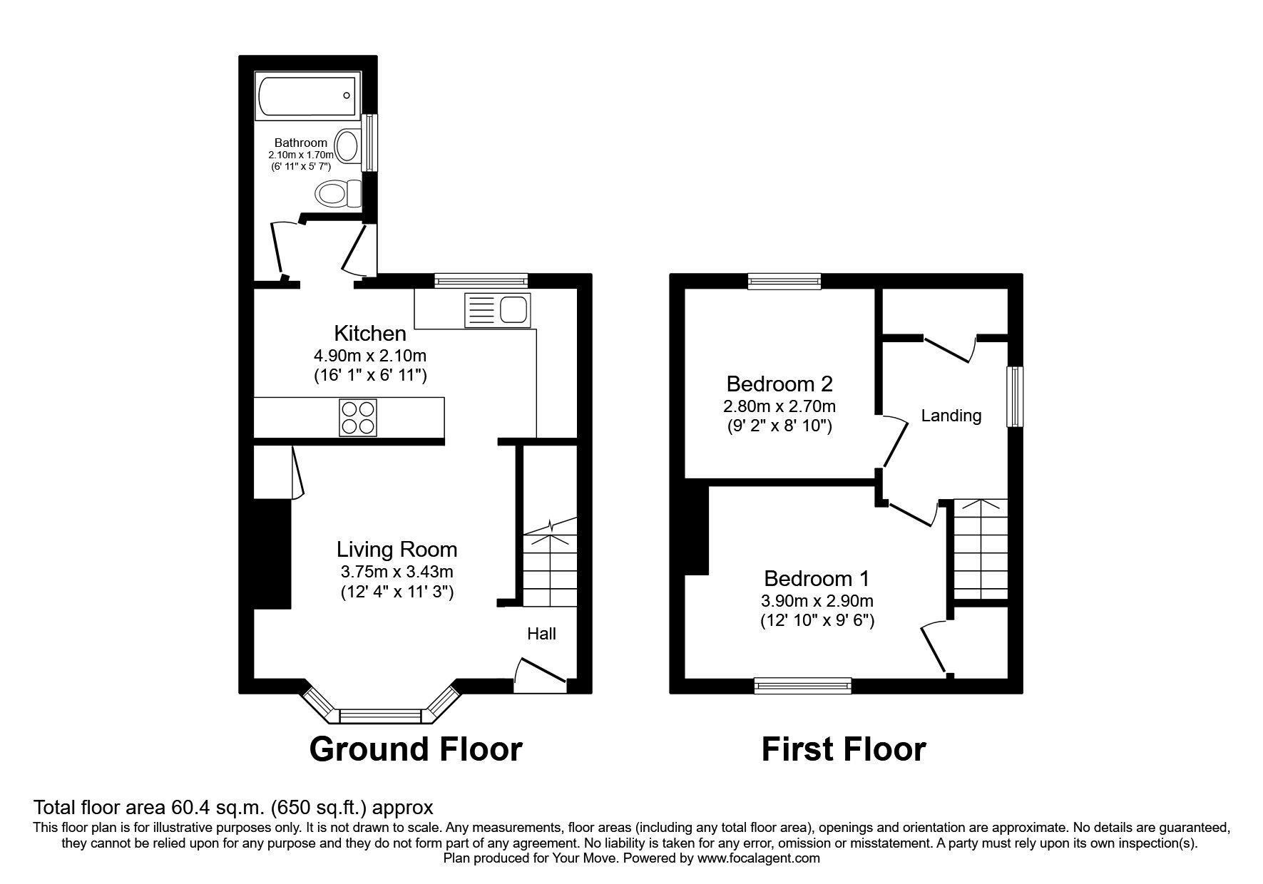 Floorplan of 2 bedroom Semi Detached House for sale, Mulcaster Gardens, Wallsend, Tyne and Wear, NE28