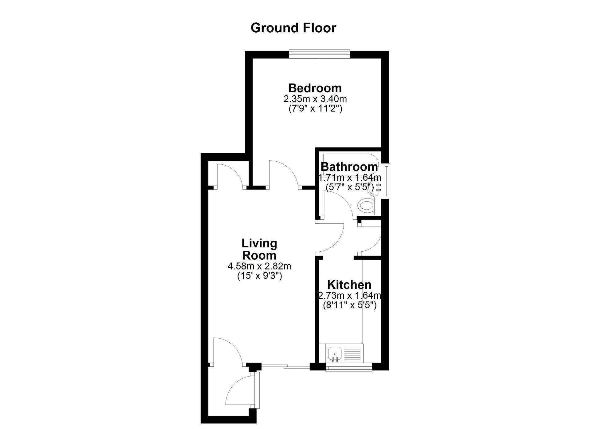 Floorplan of 1 bedroom Flat for sale, Waltham Close, Wallsend, Tyne and Wear, NE28