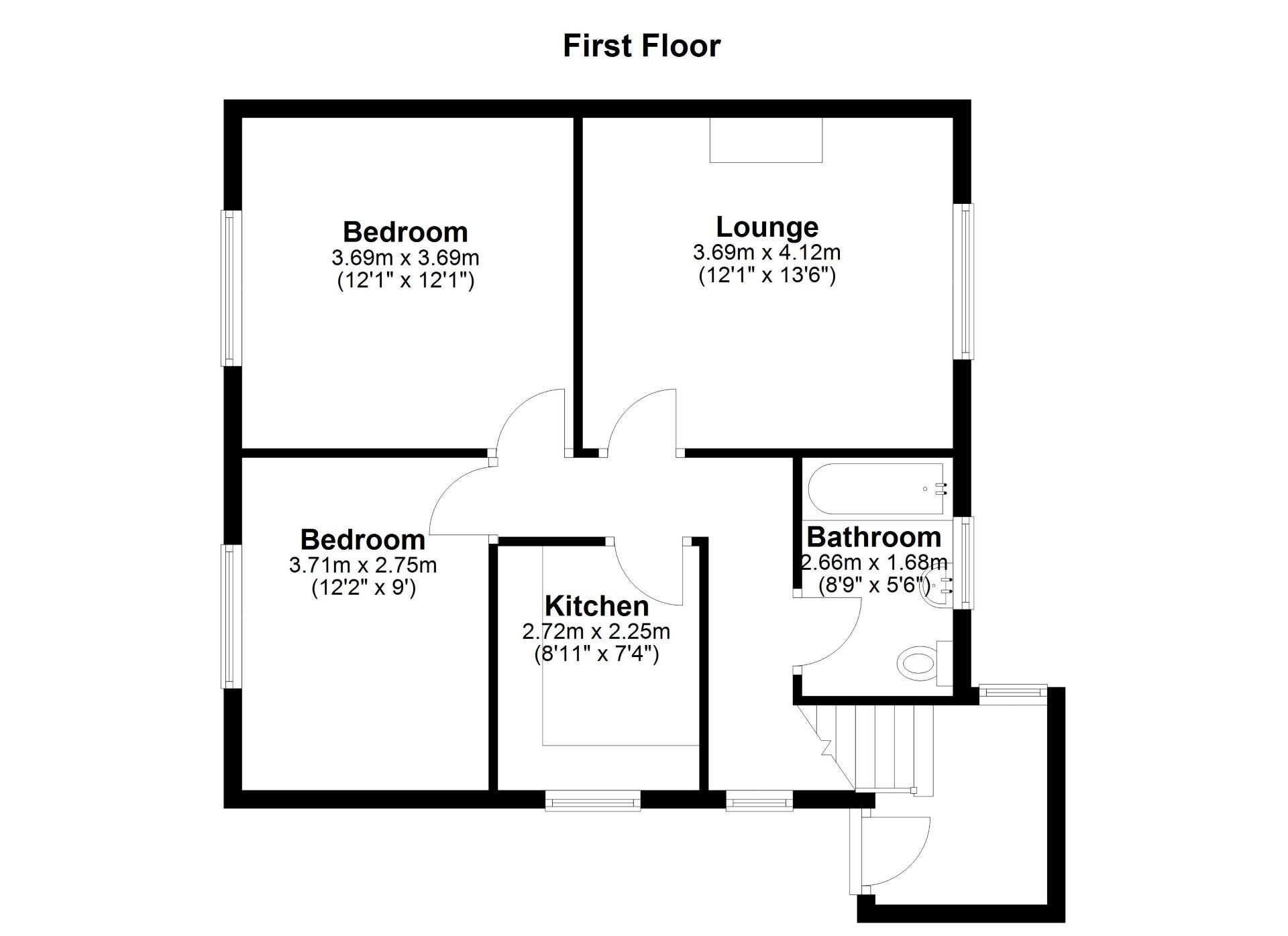 Floorplan of 2 bedroom Flat for sale, Ilford Road, Howdon, North Tyneside,, NE28