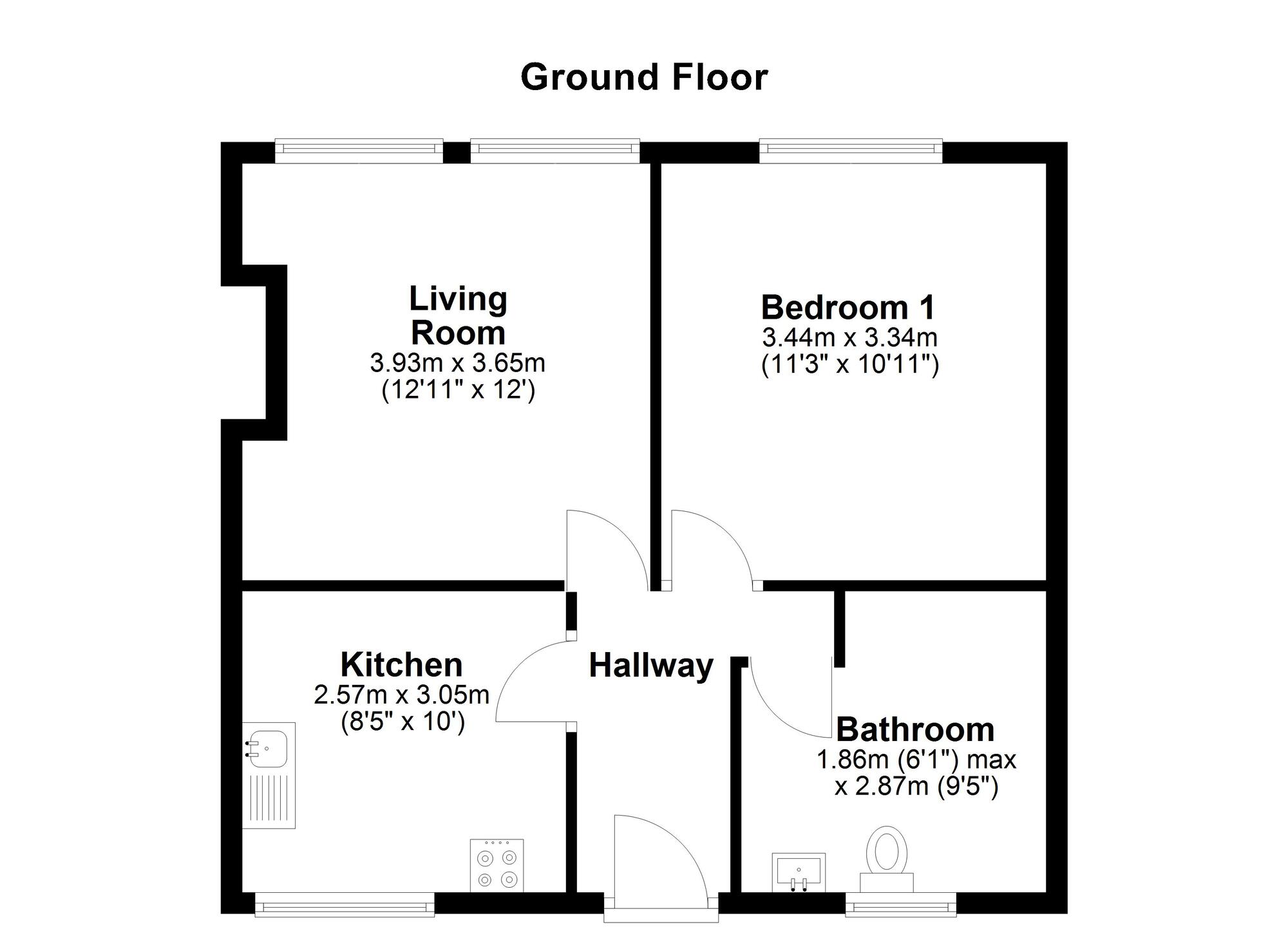 Floorplan of 1 bedroom Flat for sale, Kingsmere Gardens, Newcastle upon Tyne, Tyne and Wear, NE6