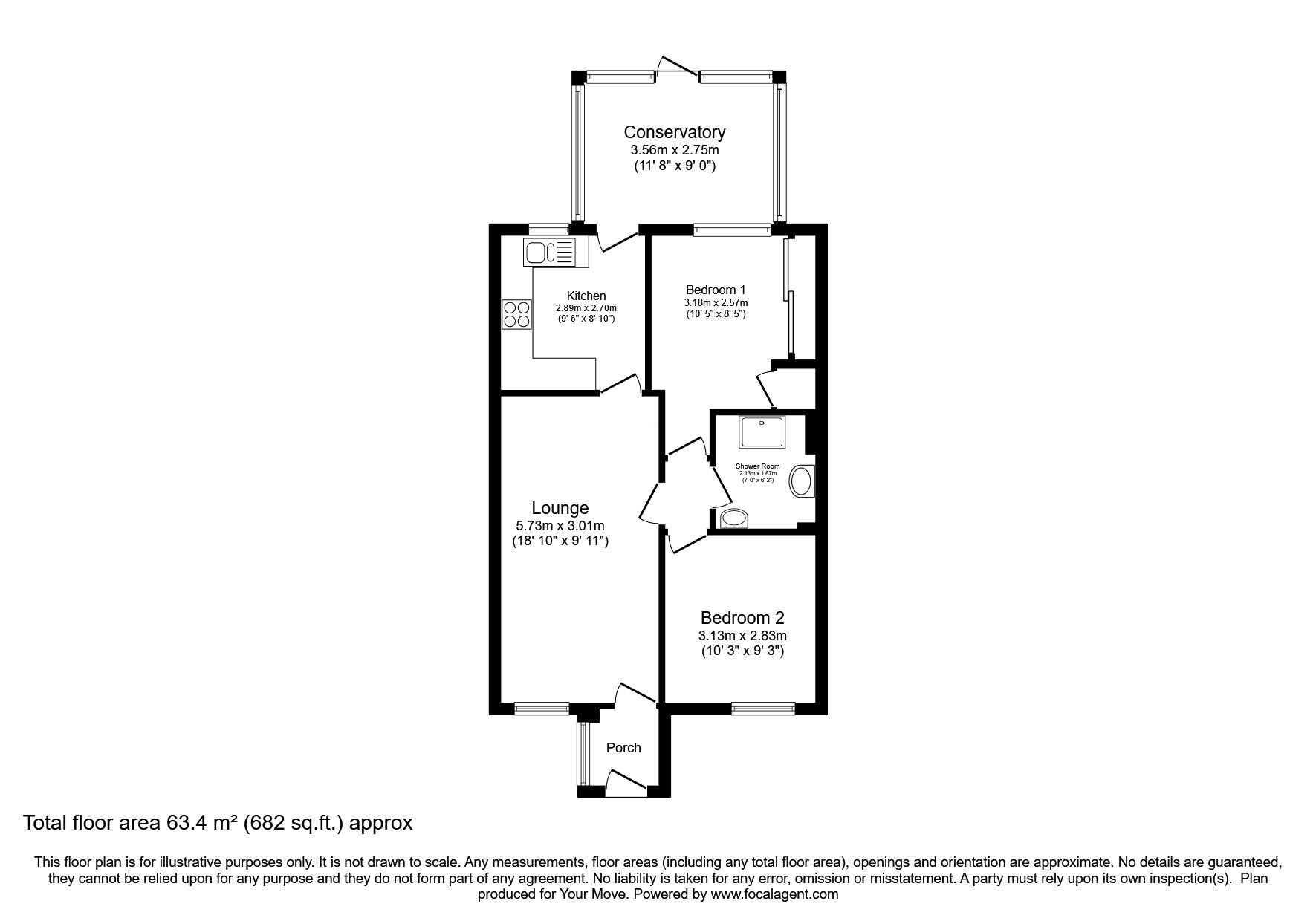 Floorplan of 2 bedroom Mid Terrace Bungalow for sale, Regents Court, Wallsend, Tyne and Wear, NE28