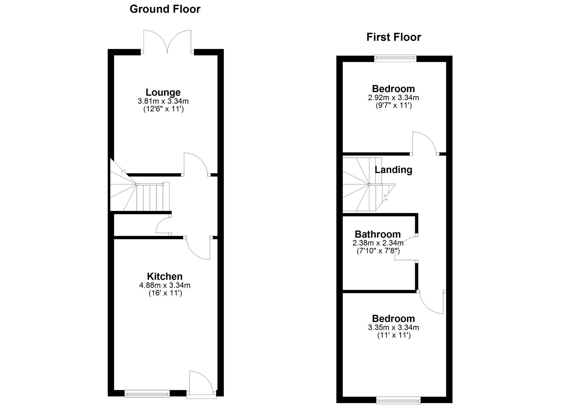 Floorplan of 2 bedroom Mid Terrace House for sale, Langhorn Close, Newcastle upon Tyne, Tyne and Wear, NE6