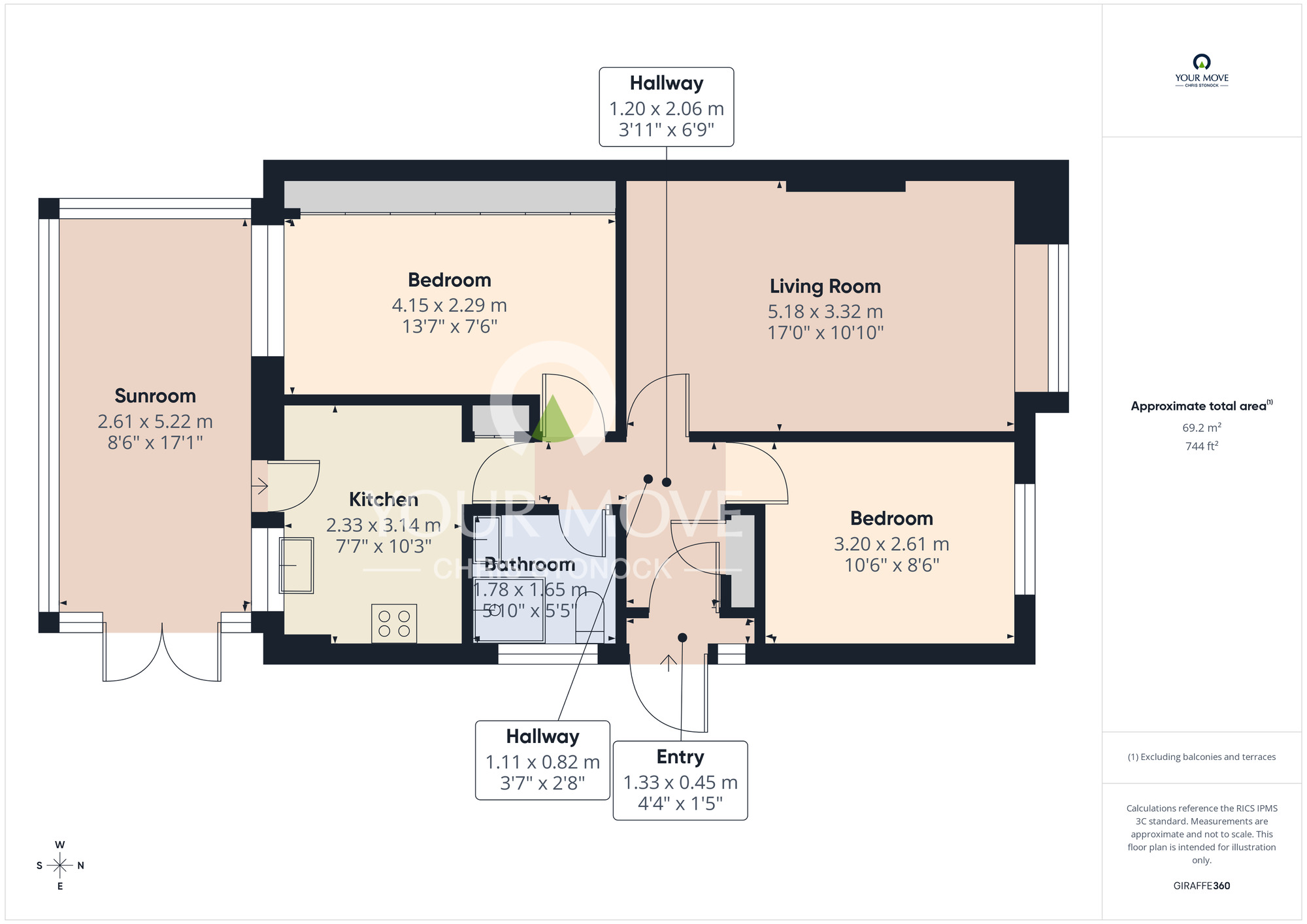 Floorplan of 2 bedroom Semi Detached Bungalow for sale, Lancaster Drive, Wallsend, Tyne and Wear, NE28