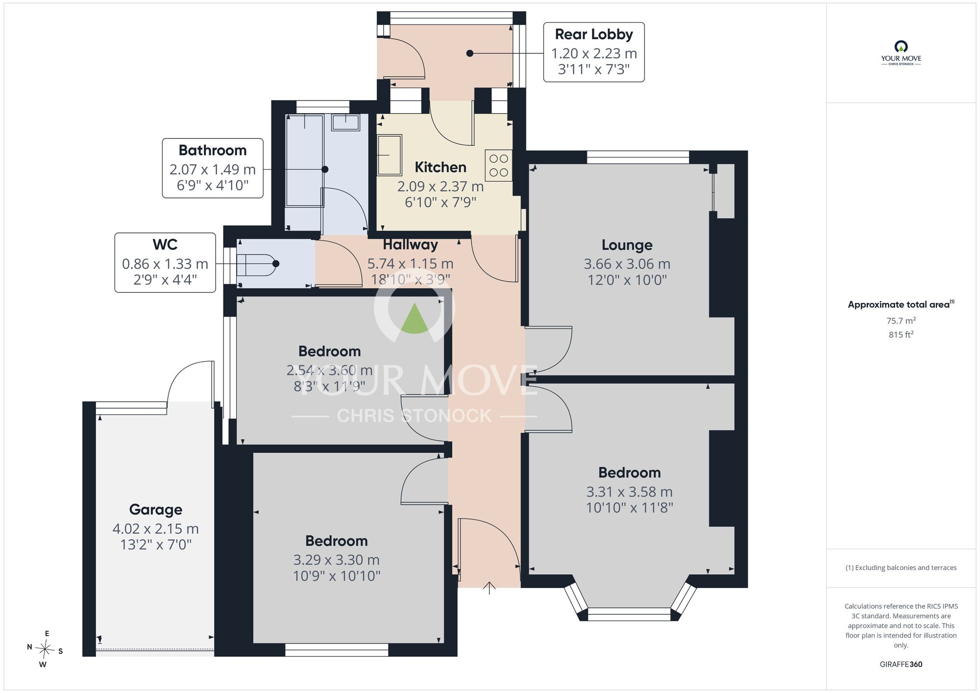 Floorplan of 3 bedroom Semi Detached Bungalow for sale, Robinson Gardens, Wallsend, Tyne and Wear, NE28
