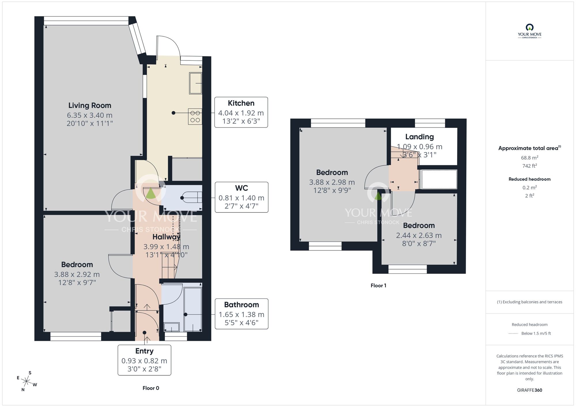 Floorplan of 3 bedroom Mid Terrace House for sale, Chevin Close, Newcastle upon Tyne, Tyne and Wear, NE6