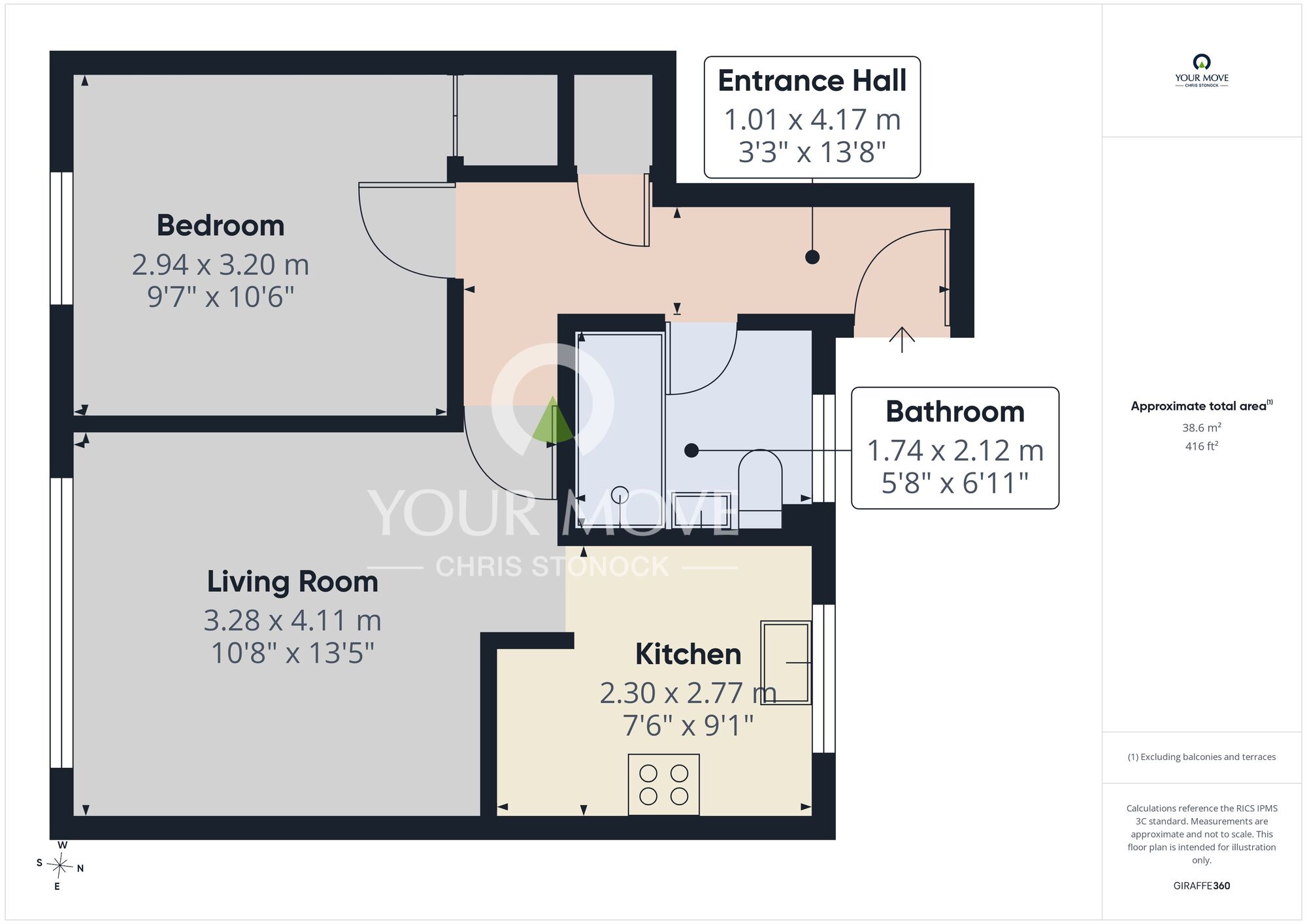 Floorplan of 1 bedroom Flat for sale, Ryedale, Wallsend, Tyne and Wear, NE28