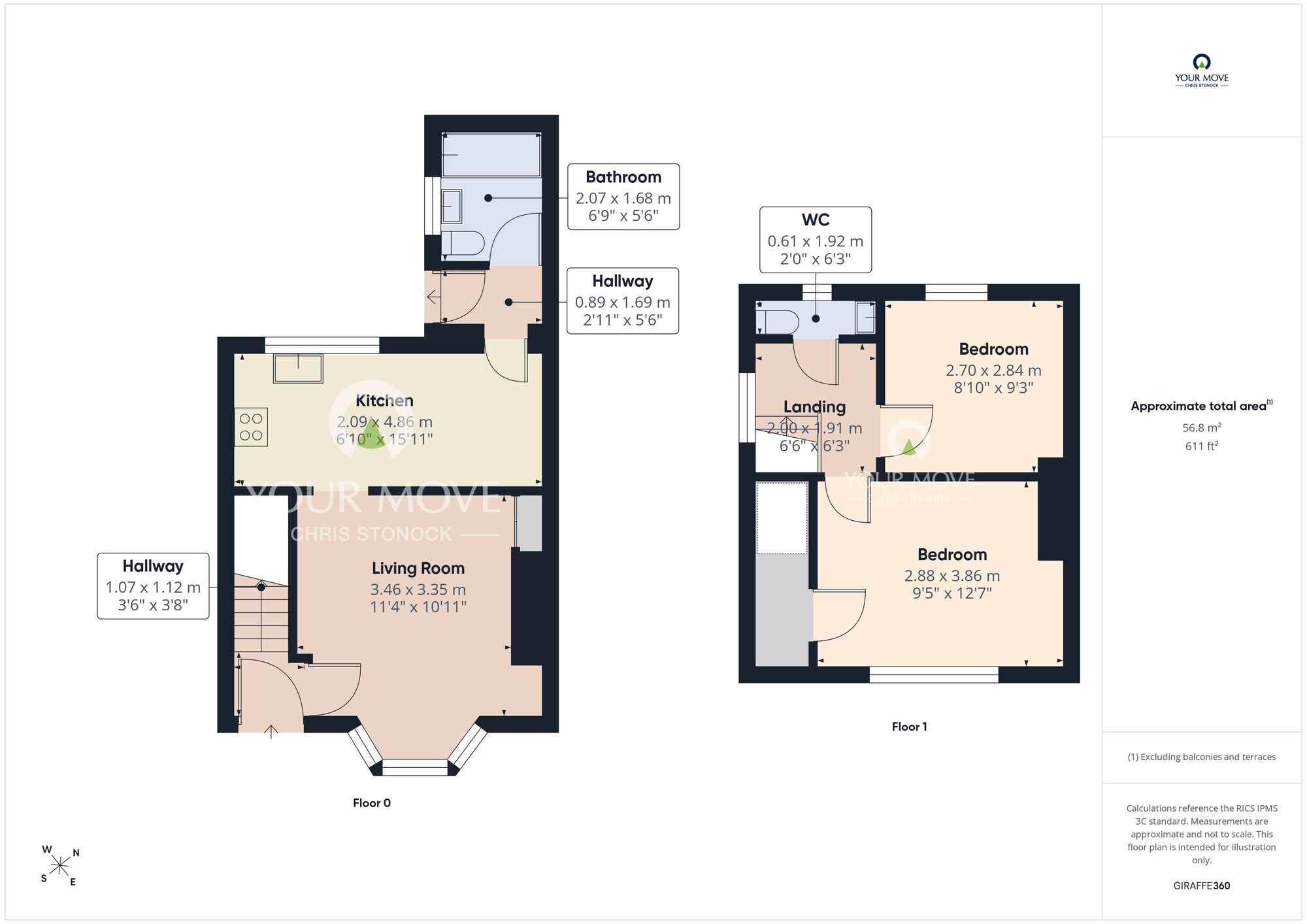 Floorplan of 2 bedroom Semi Detached House for sale, High View North, Wallsend, Tyne and Wear, NE28