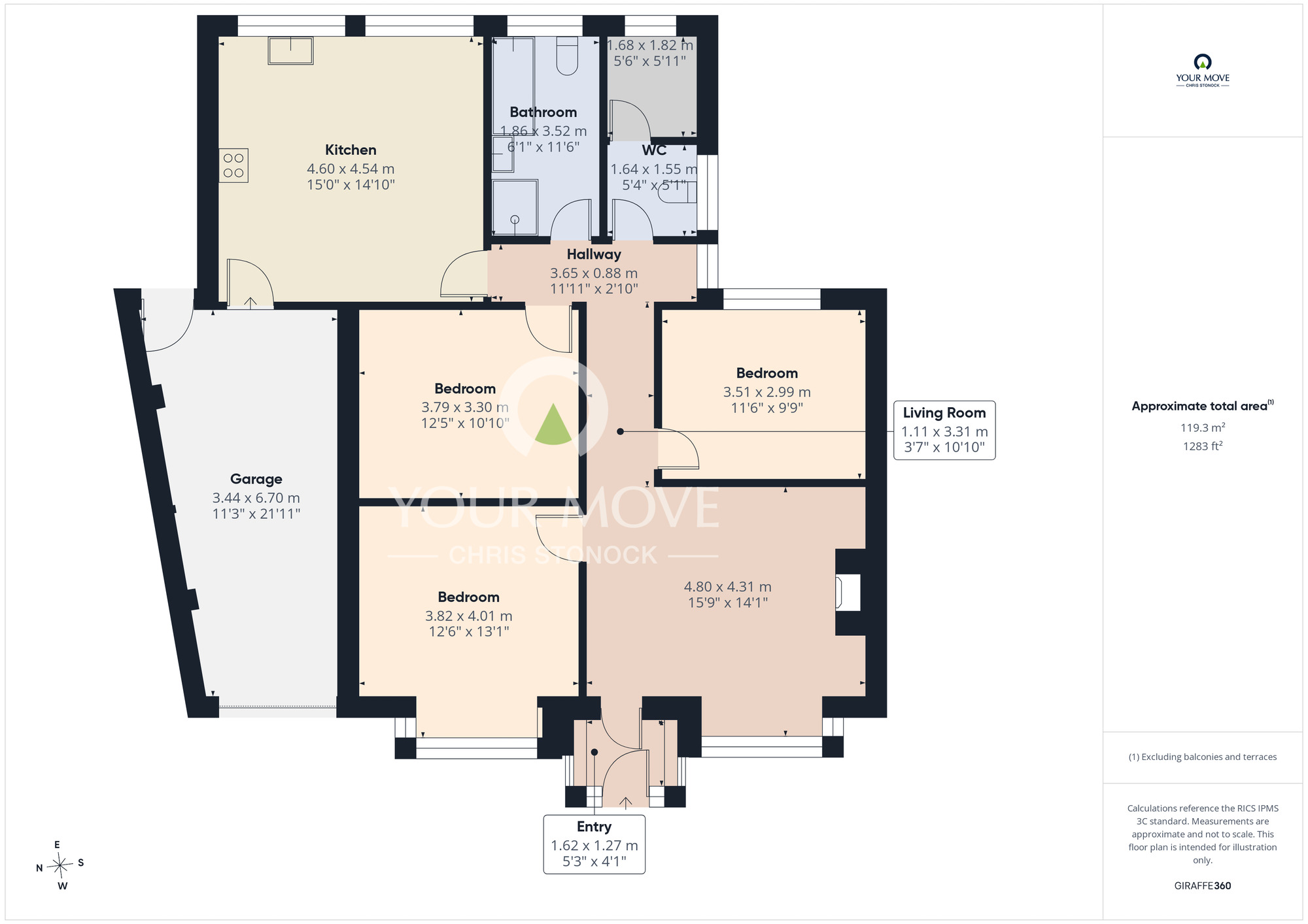 Floorplan of 3 bedroom Semi Detached Bungalow for sale, Queens Crescent, Wallsend, Tyne and Wear, NE28