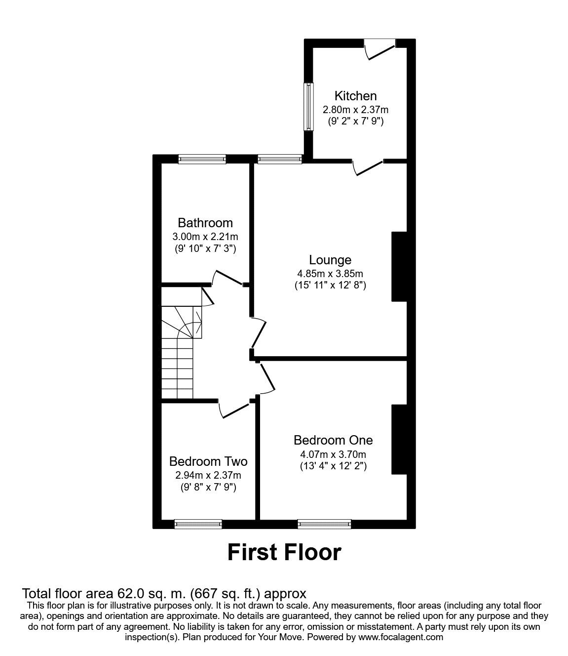 Floorplan of 2 bedroom Flat to rent, Willow Grove, Wallsend, Tyne and Wear, NE28